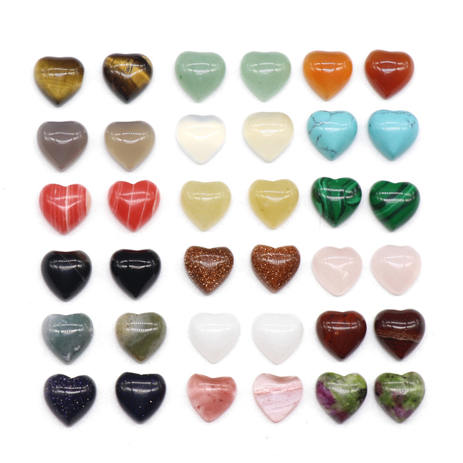 Crystal half treasure stone 10mm flat bottom love ring a variety of materials DIY jewelry
