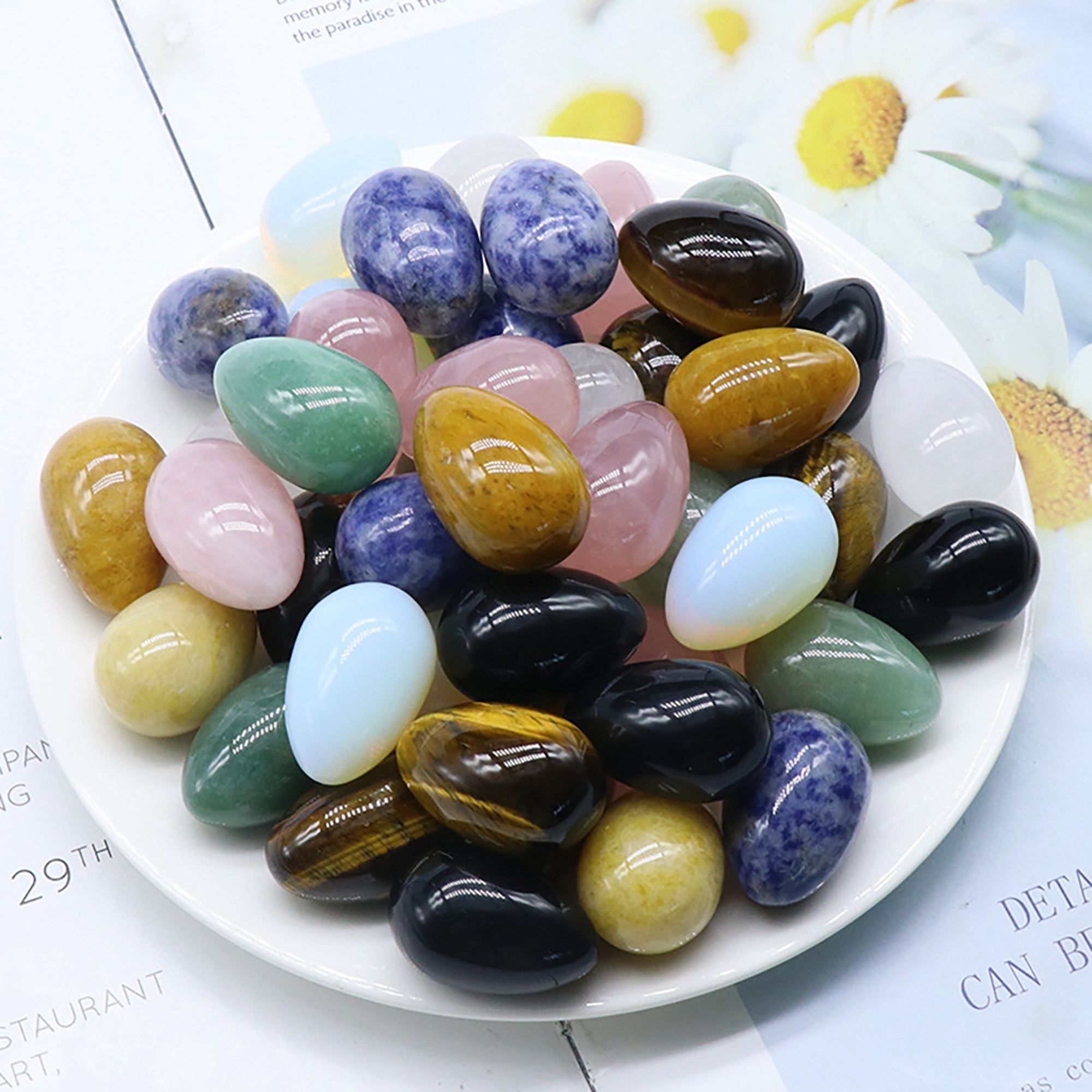 30mm agate semi-precious stone small egg stone handicraft DIY jewelry