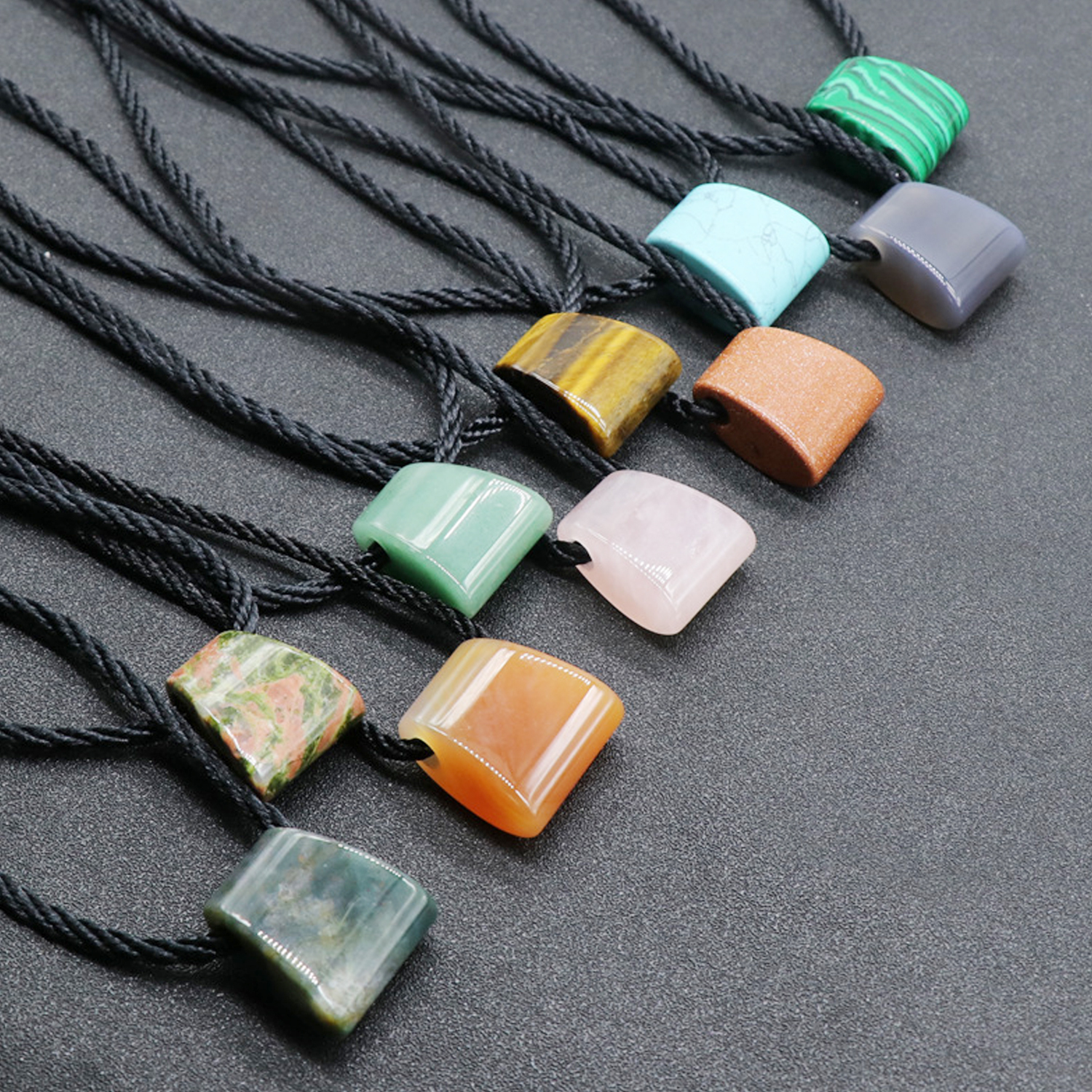 Fan-shaped axe with large hole through thick rope pendant DIY design handmade necklace