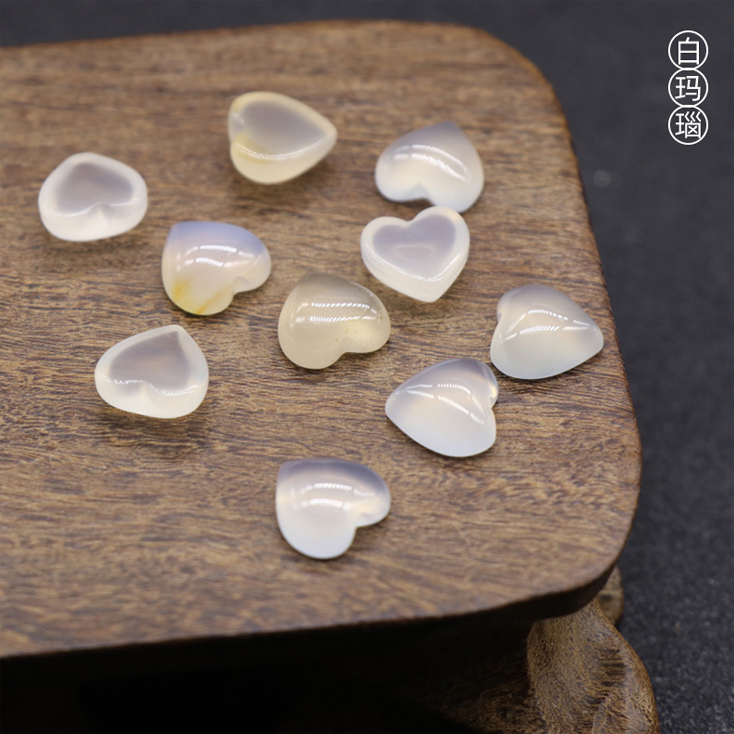 Crystal half treasure stone 10mm flat bottom love ring a variety of materials DIY jewelry