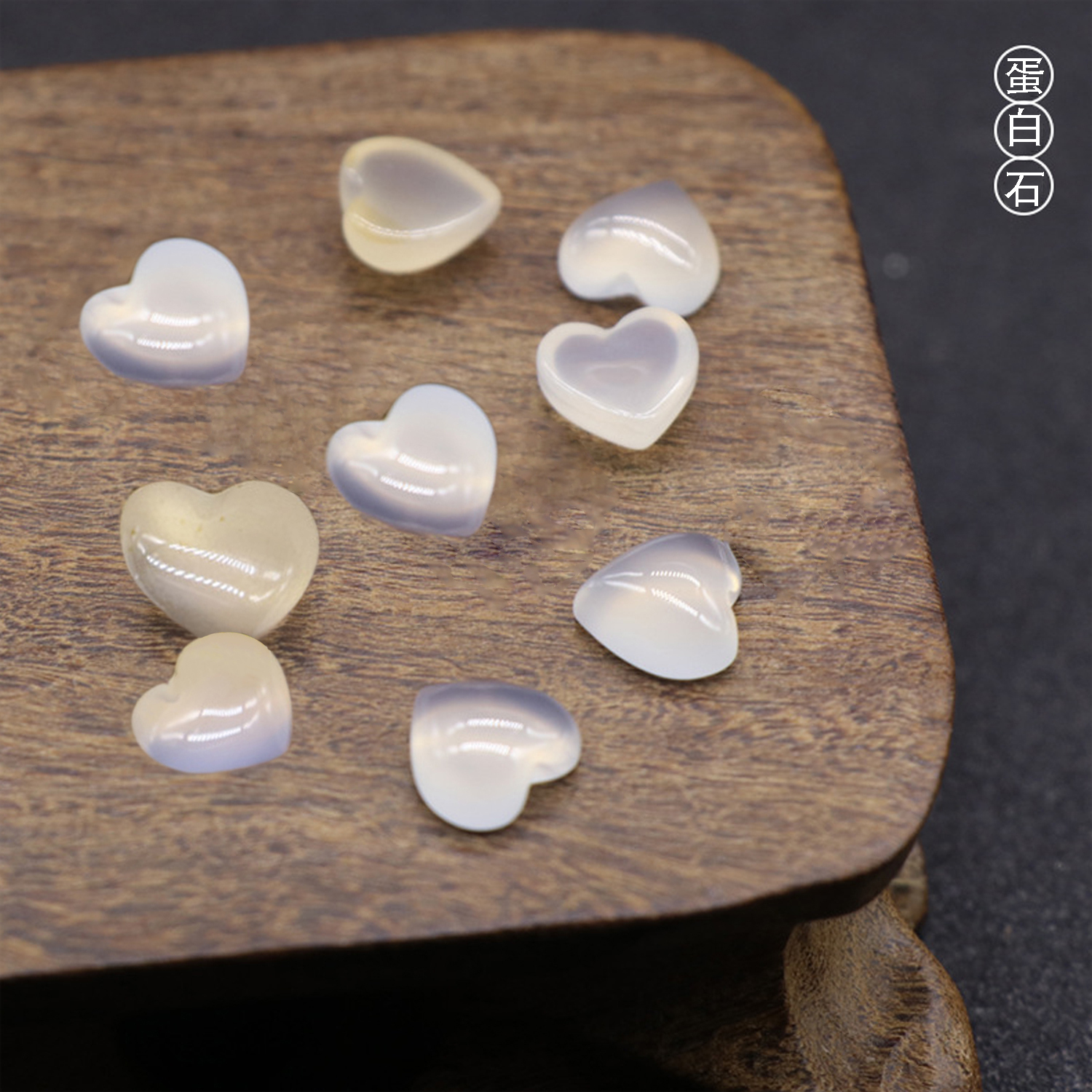 Crystal half treasure stone 10mm flat bottom love ring a variety of materials DIY jewelry