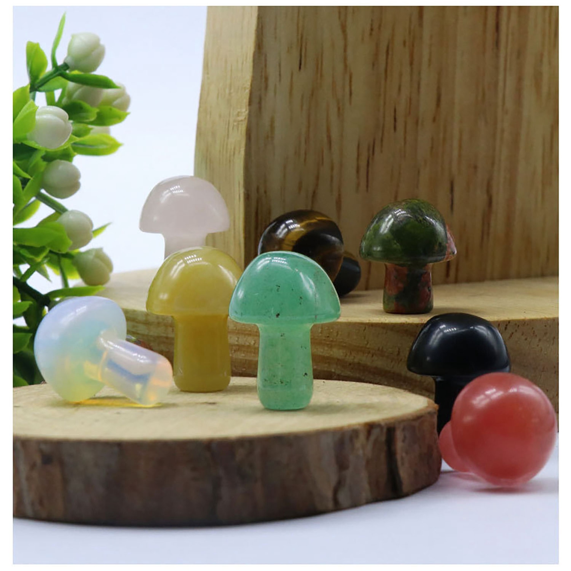 Crystal Agate Semi Gem 2CM Mini Mushroom Flower Pot Fish Tank Decoration DIY gadget