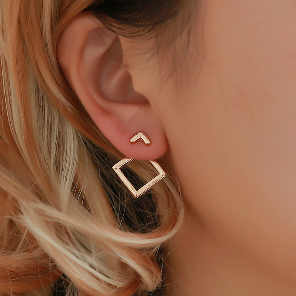Simple personality geometric square triangular stud earrings go with everything
