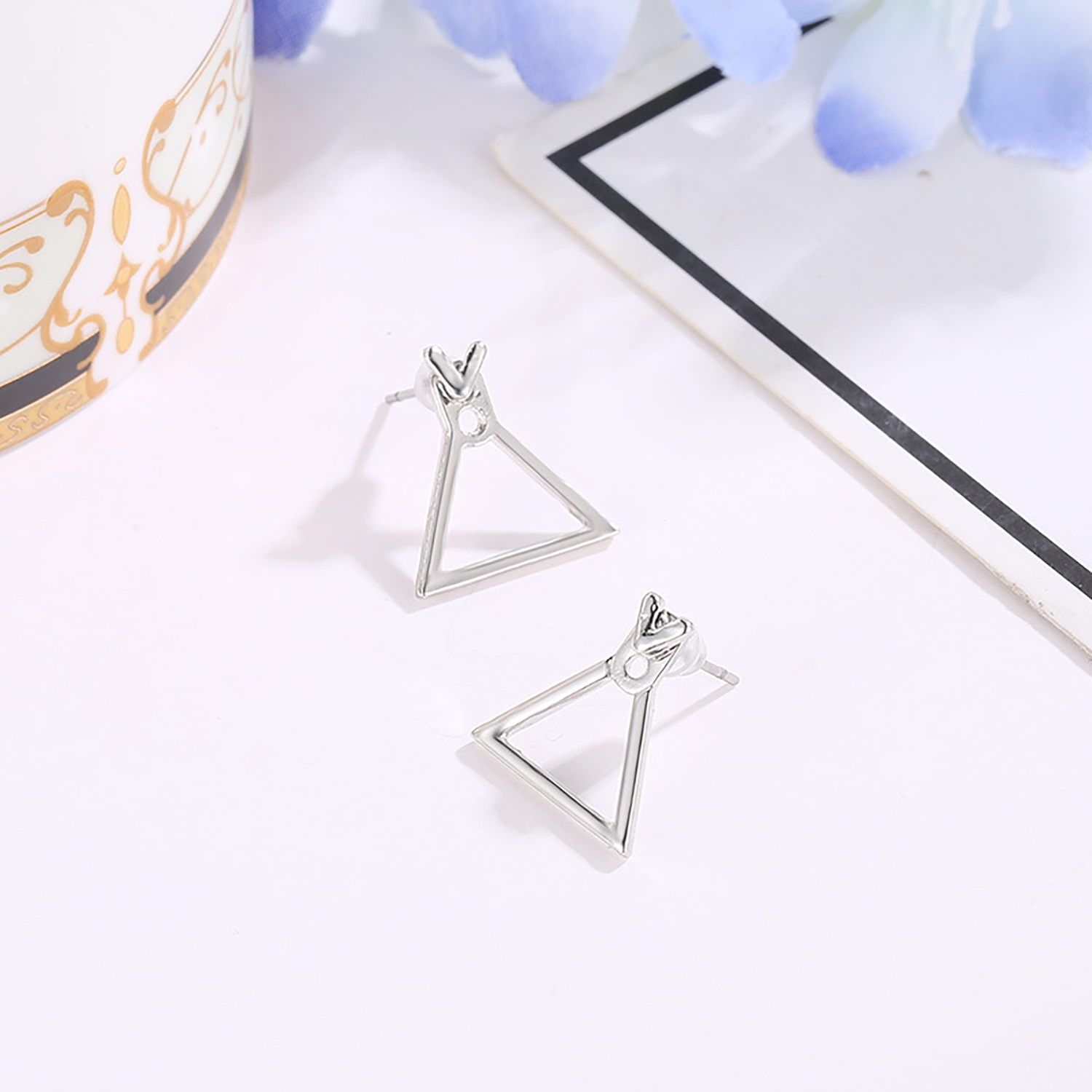 Simple personality geometric square triangular stud earrings go with everything