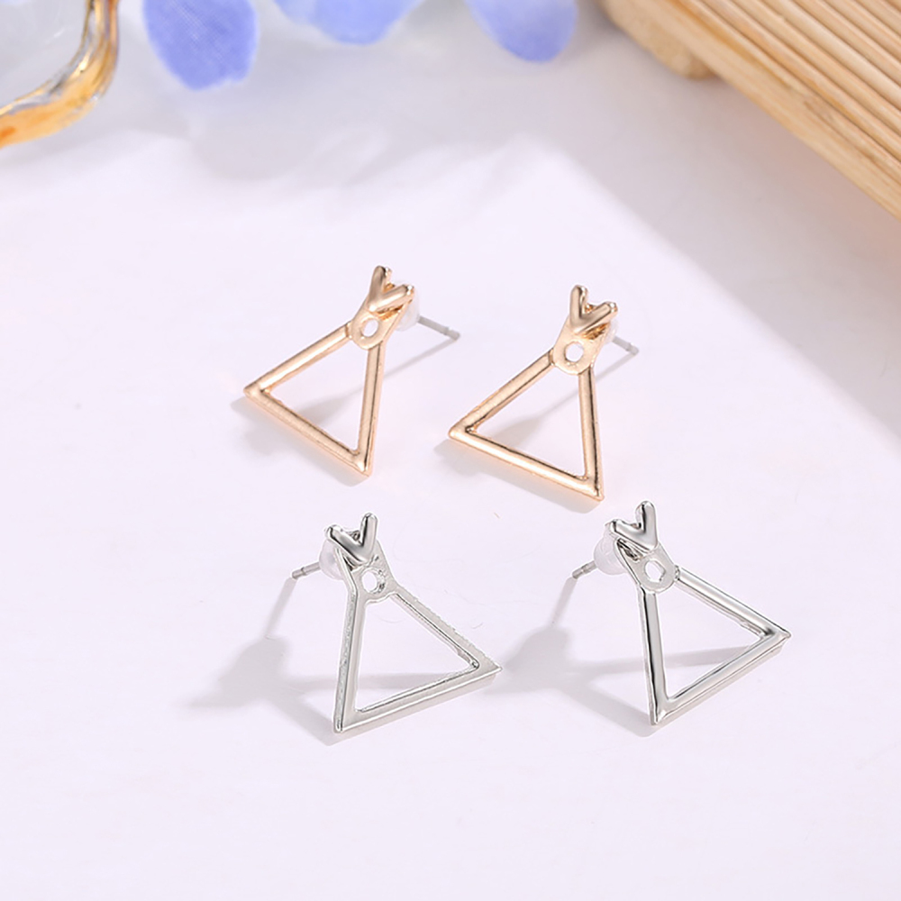 Simple personality geometric square triangular stud earrings go with everything