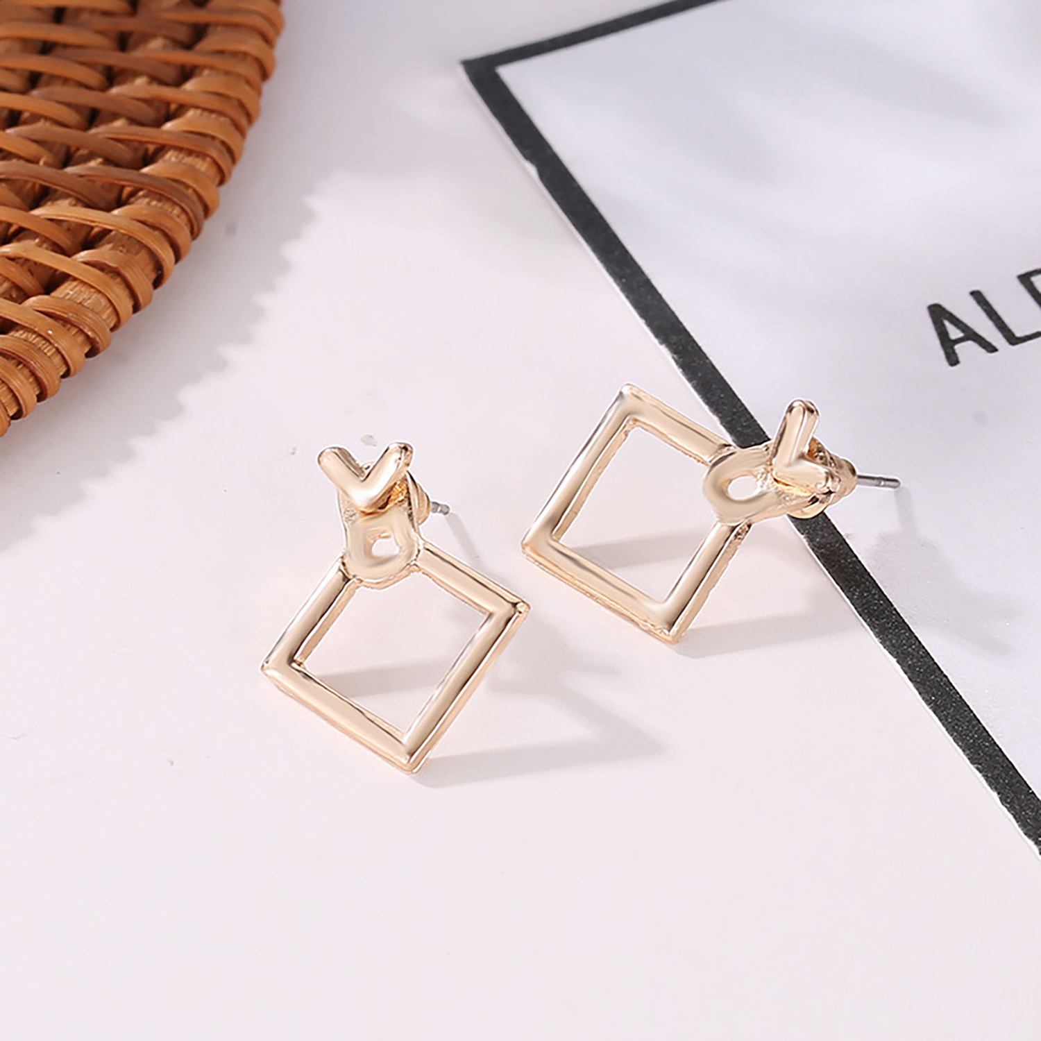 Simple personality geometric square triangular stud earrings go with everything