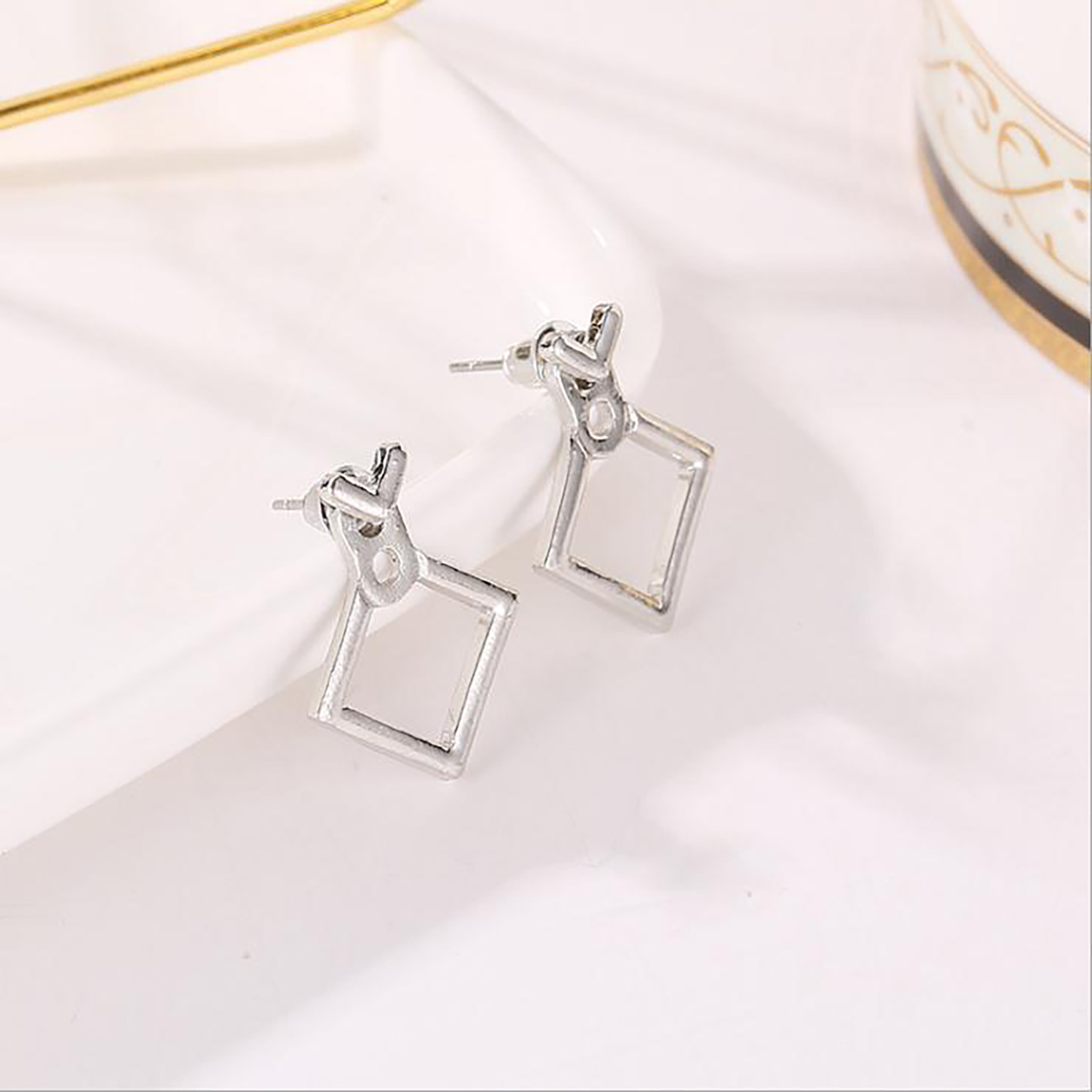 Simple personality geometric square triangular stud earrings go with everything