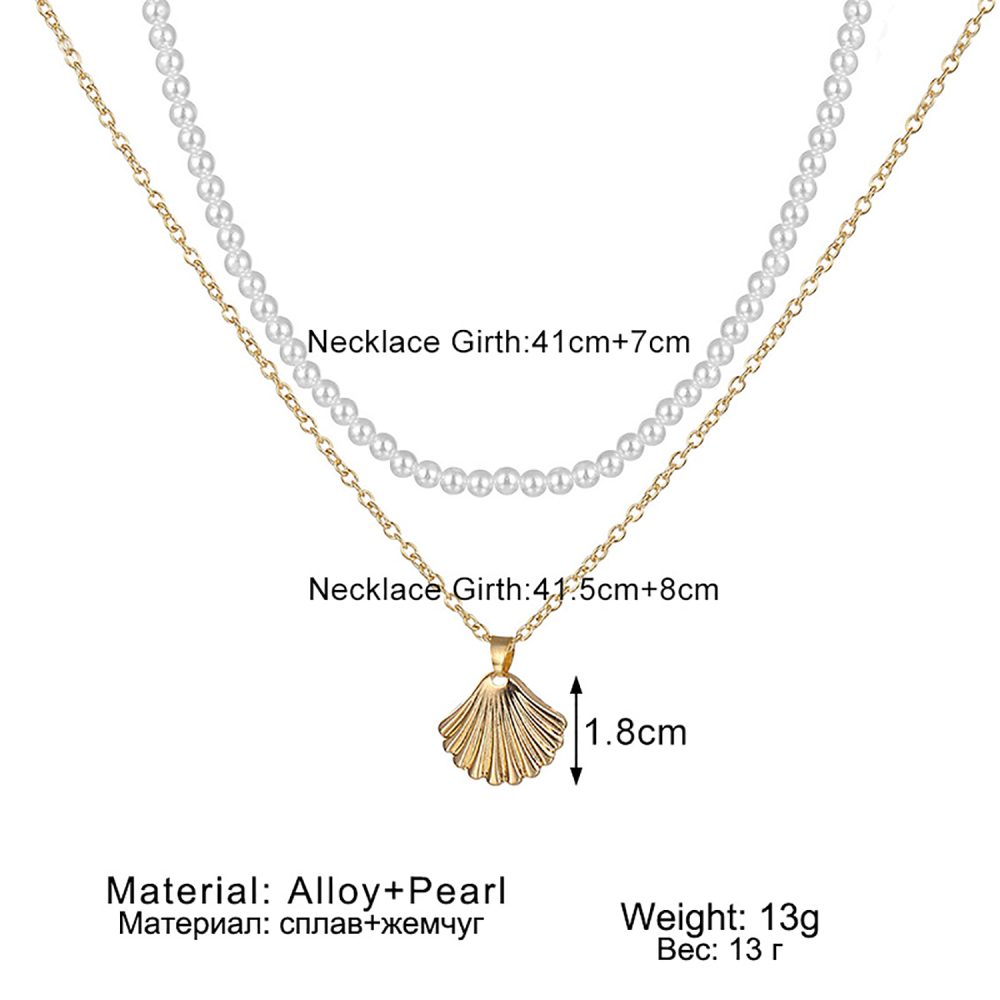 Character scallop hand beaded necklace with scallop pearl double set necklace jewelry