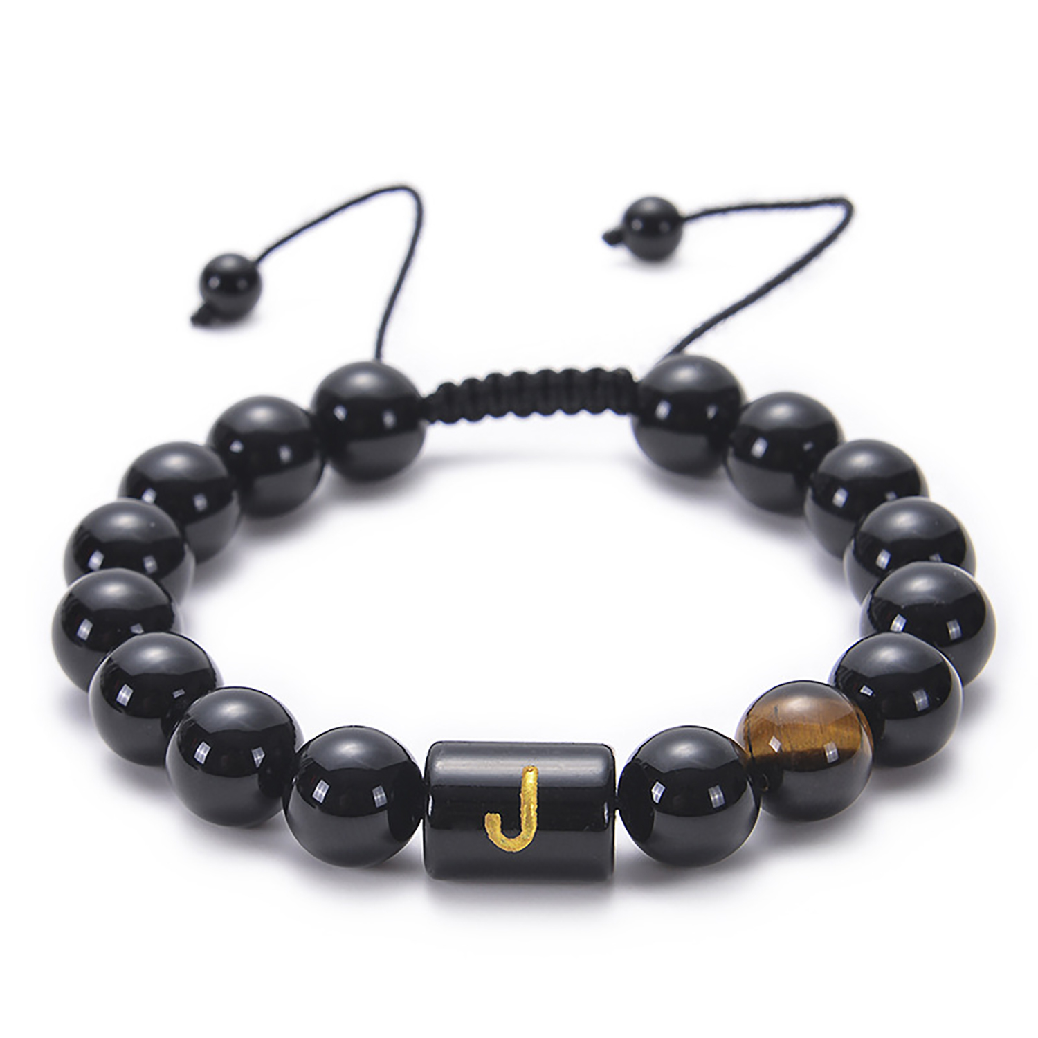 Black agate bracelet 26 letter black agate bracelet 26 letter adjustable bead bracelet