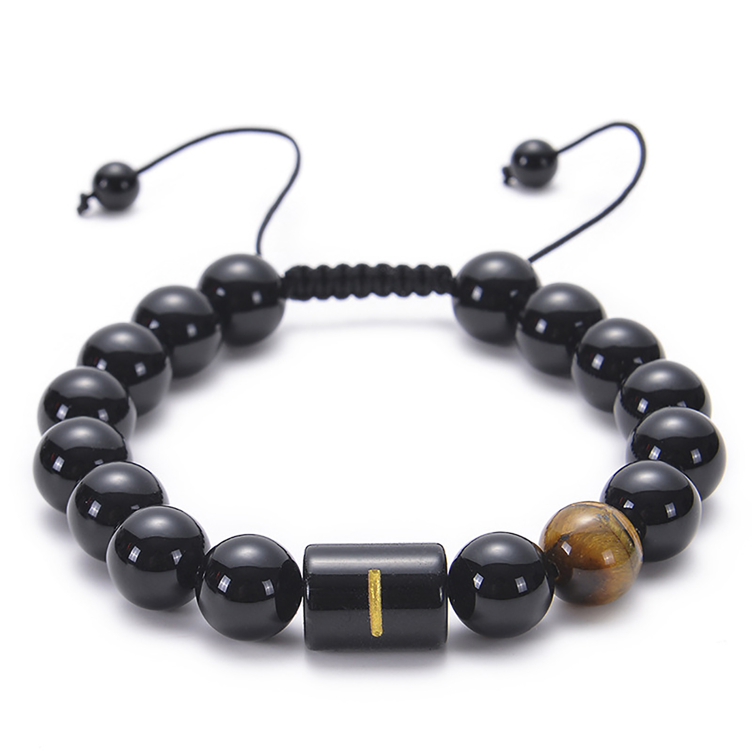 Black agate bracelet 26 letter black agate bracelet 26 letter adjustable bead bracelet