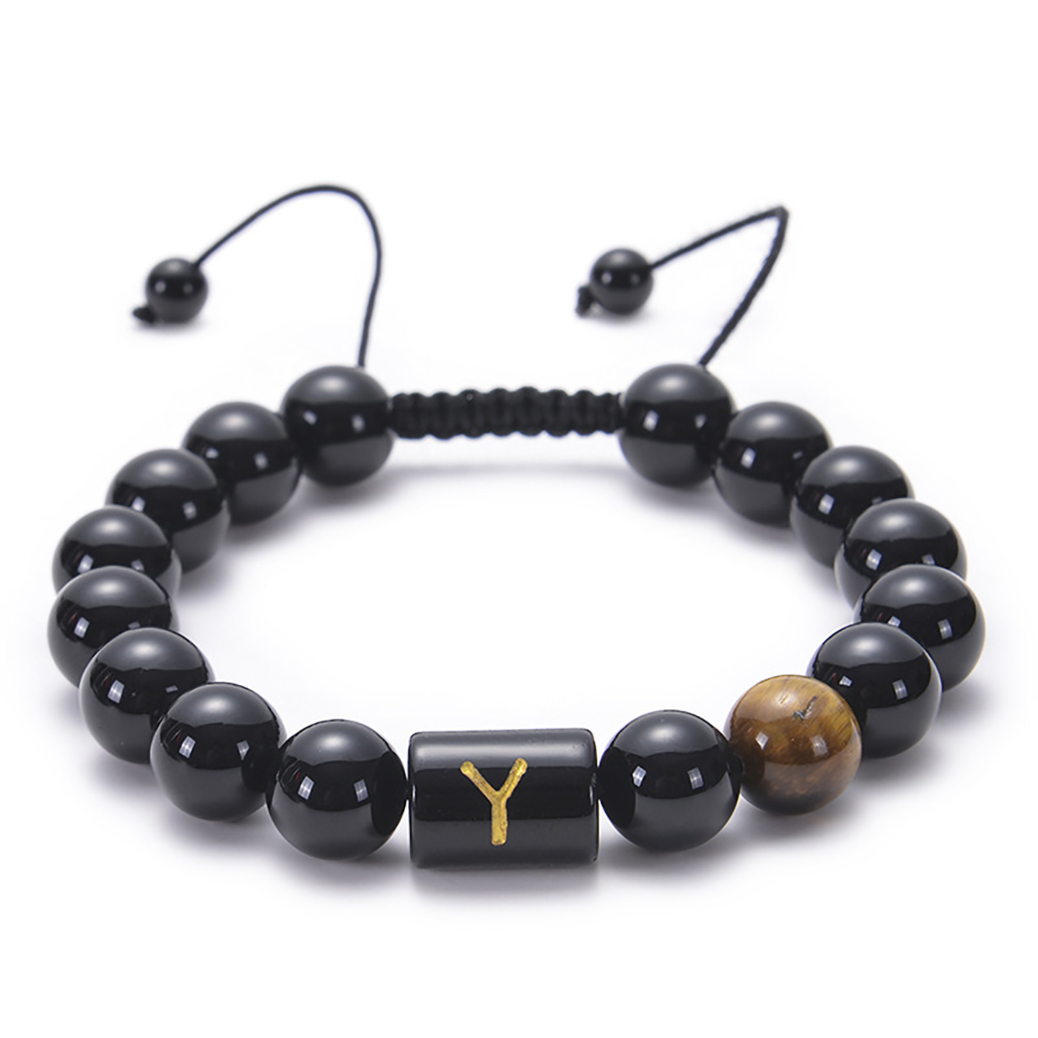 Black agate bracelet 26 letter black agate bracelet 26 letter adjustable bead bracelet