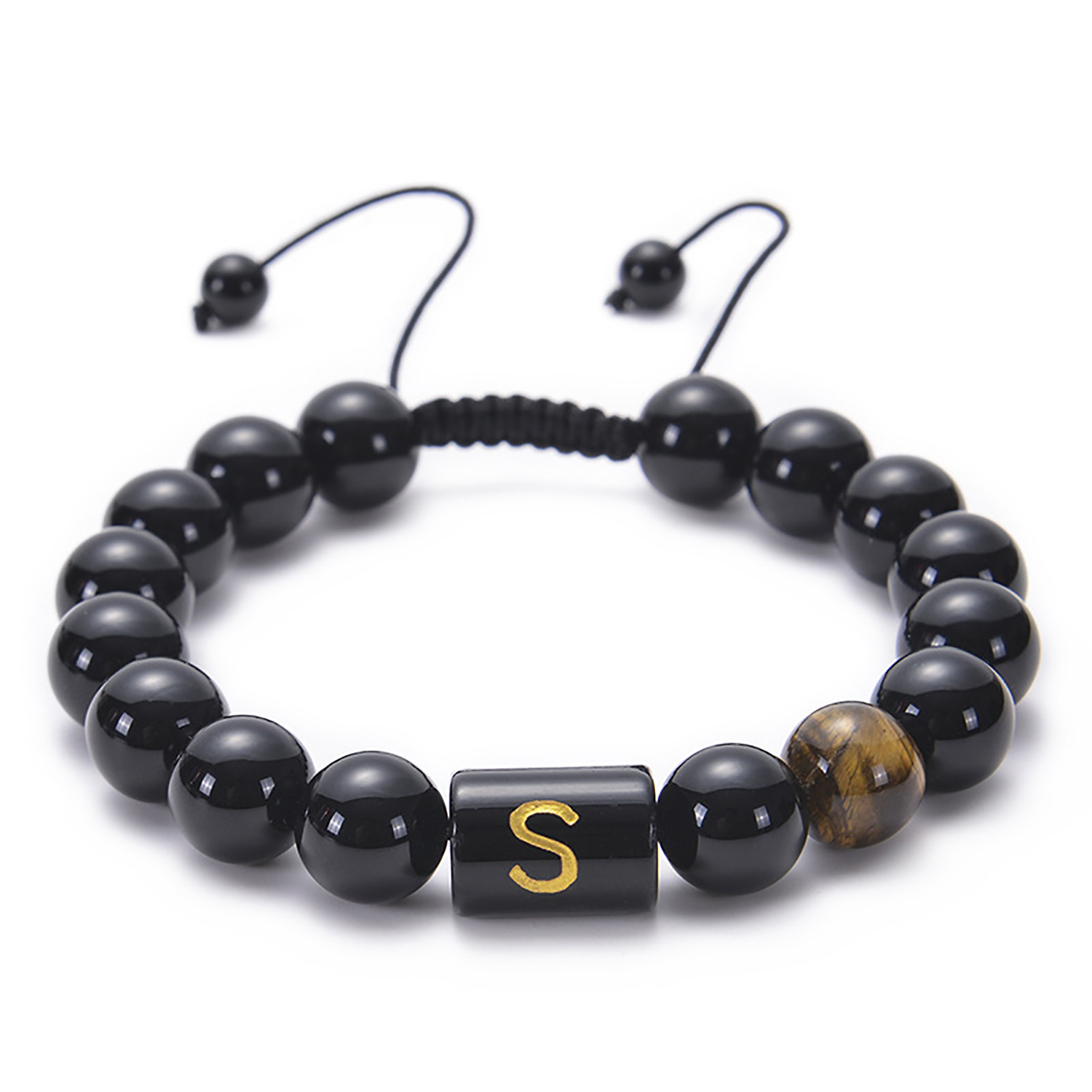 Black agate bracelet 26 letter black agate bracelet 26 letter adjustable bead bracelet