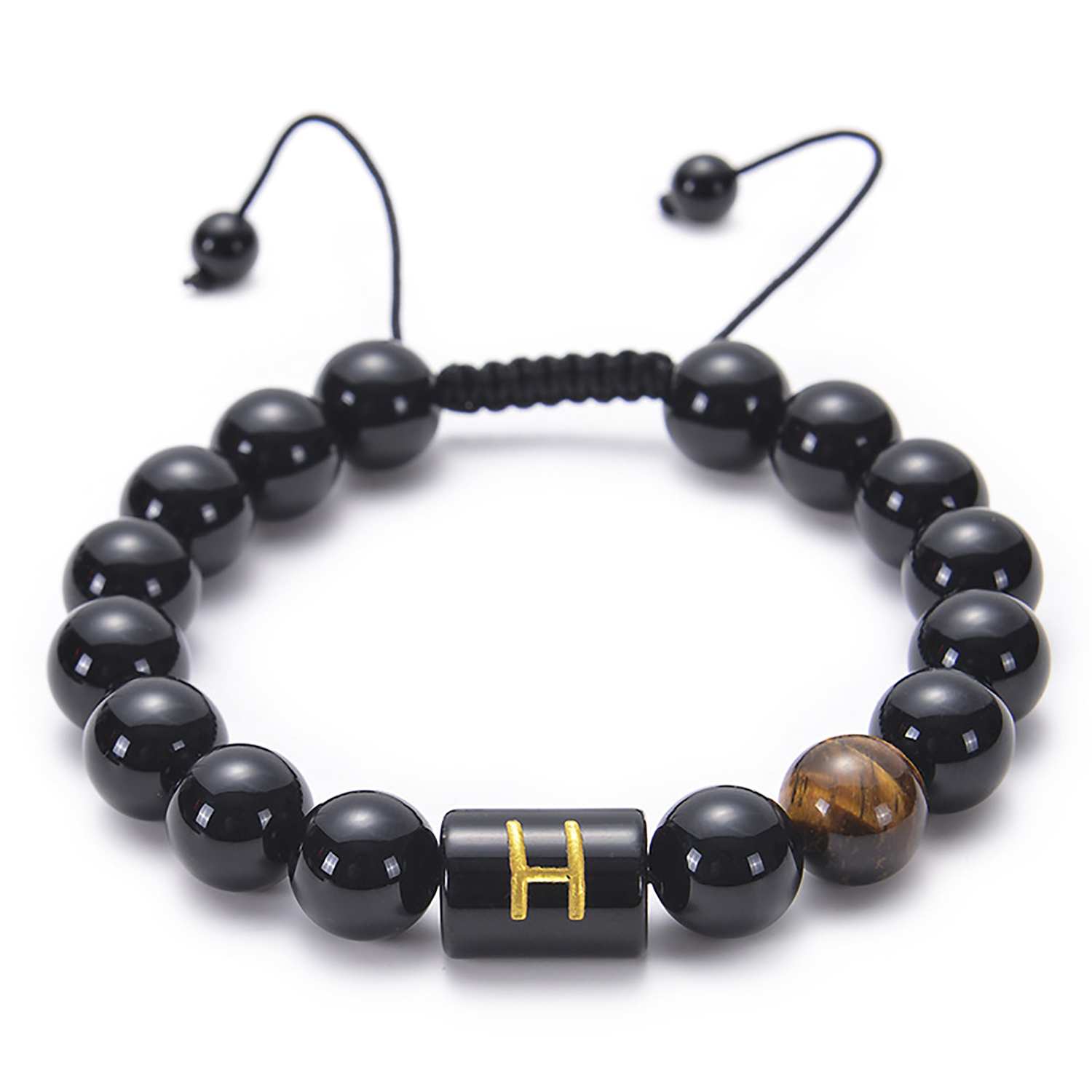 Black agate bracelet 26 letter black agate bracelet 26 letter adjustable bead bracelet