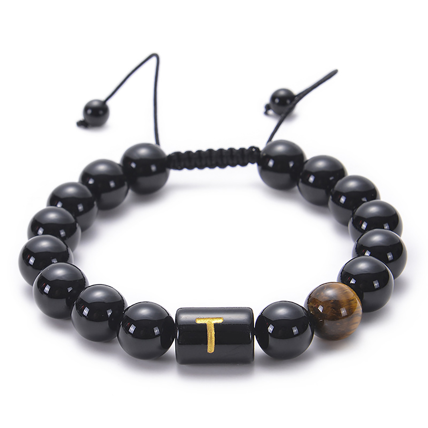 Black agate bracelet 26 letter black agate bracelet 26 letter adjustable bead bracelet