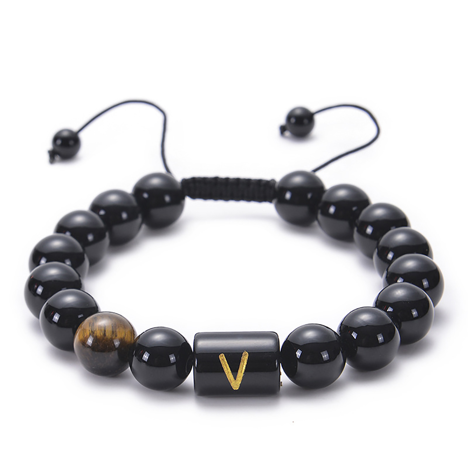 Black agate bracelet 26 letter black agate bracelet 26 letter adjustable bead bracelet