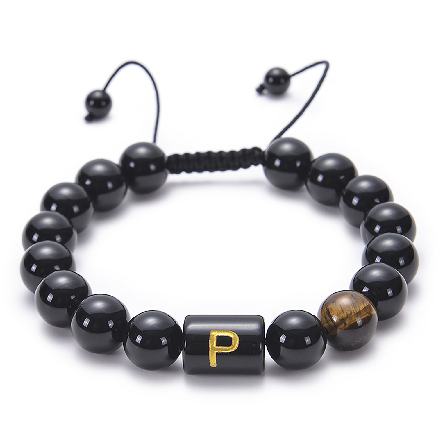 Black agate bracelet 26 letter black agate bracelet 26 letter adjustable bead bracelet