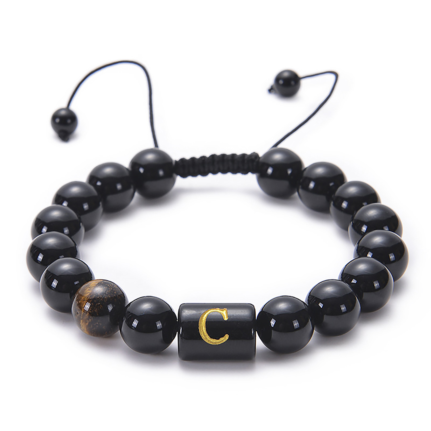 Black agate bracelet 26 letter black agate bracelet 26 letter adjustable bead bracelet