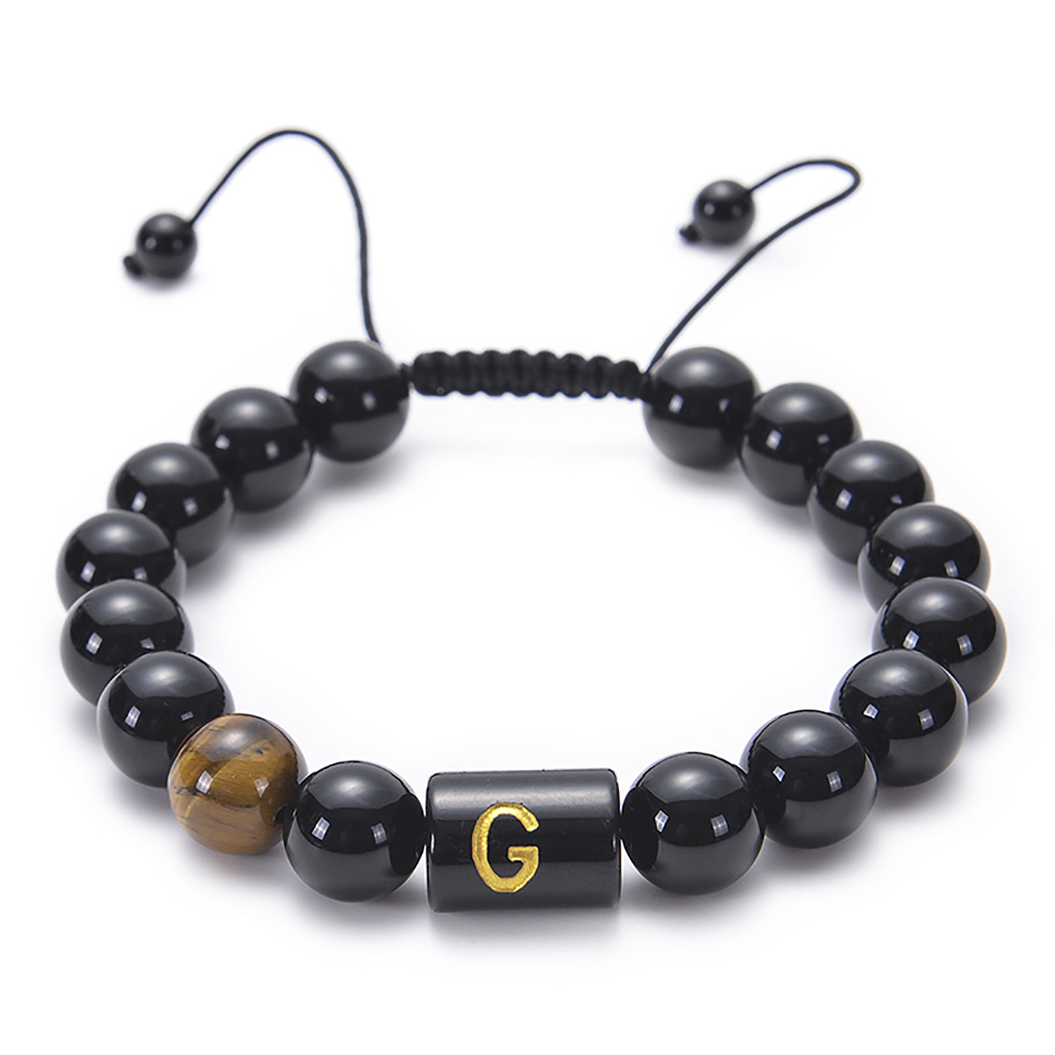 Black agate bracelet 26 letter black agate bracelet 26 letter adjustable bead bracelet