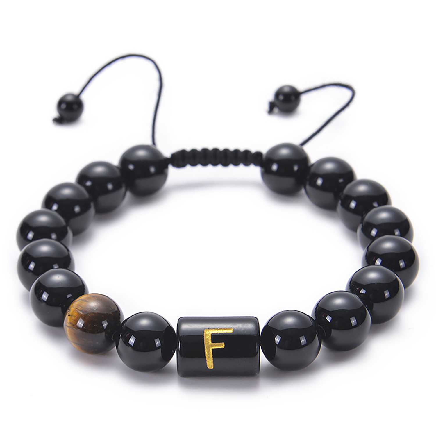 Black agate bracelet 26 letter black agate bracelet 26 letter adjustable bead bracelet