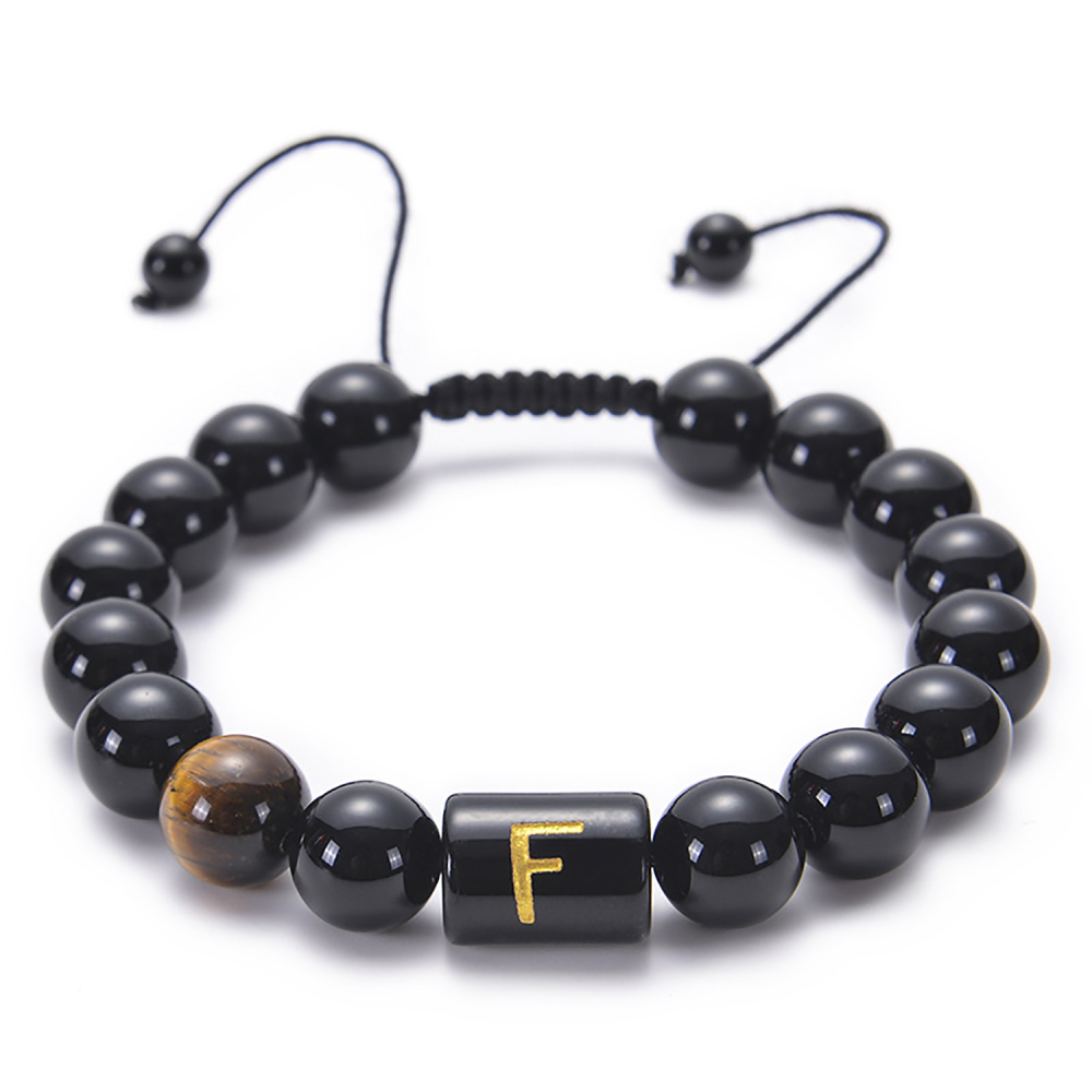 Black agate bracelet 26 letter black agate bracelet 26 letter adjustable bead bracelet