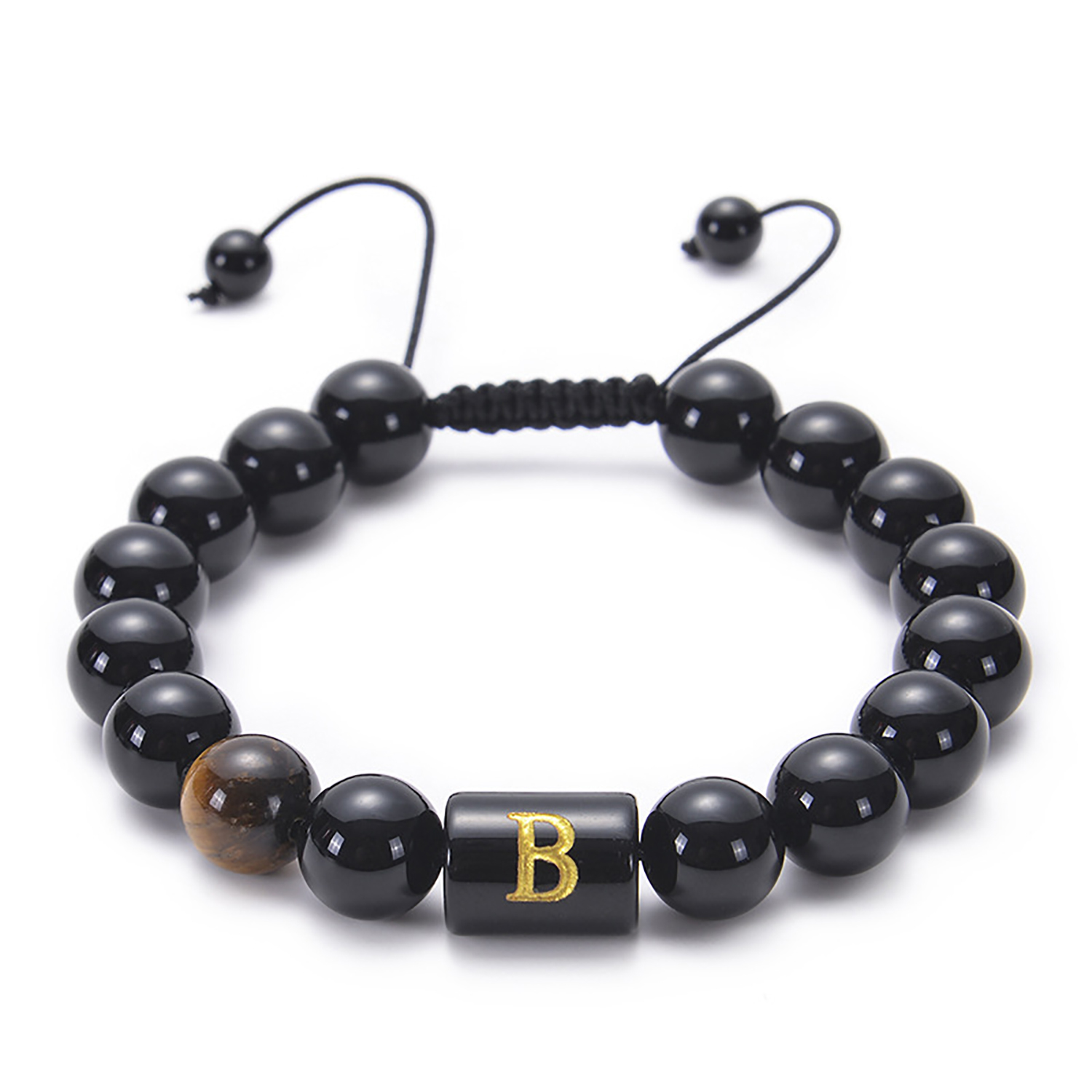 Black agate bracelet 26 letter black agate bracelet 26 letter adjustable bead bracelet