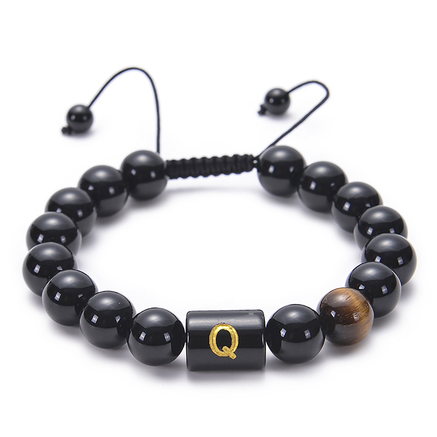 Black agate bracelet 26 letter black agate bracelet 26 letter adjustable bead bracelet