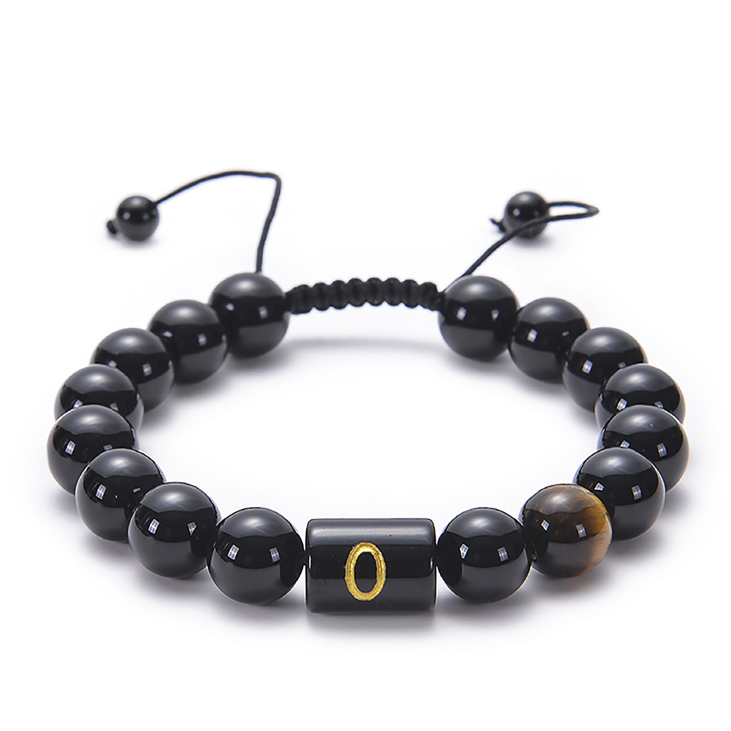 Black agate bracelet 26 letter black agate bracelet 26 letter adjustable bead bracelet