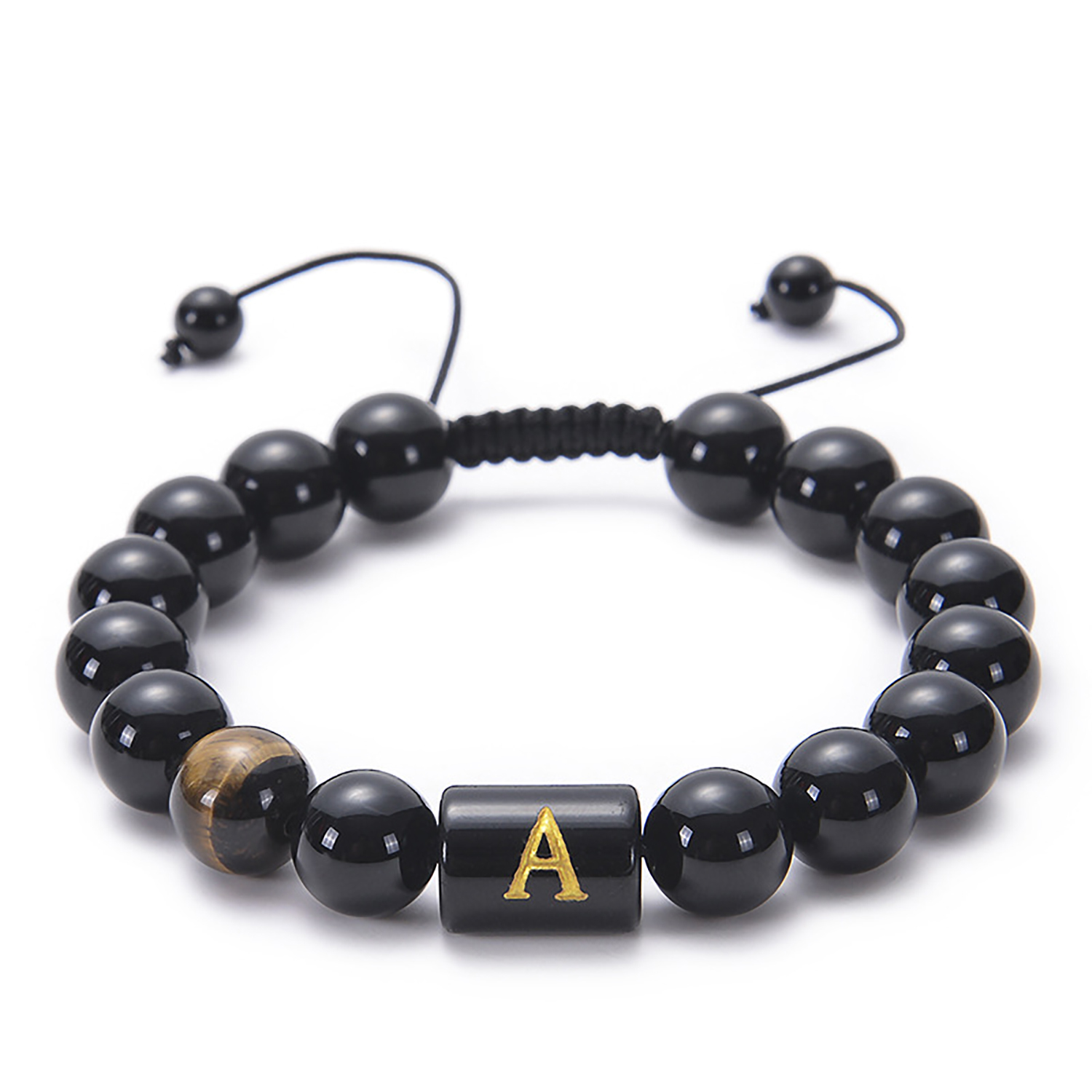 Black agate bracelet 26 letter black agate bracelet 26 letter adjustable bead bracelet