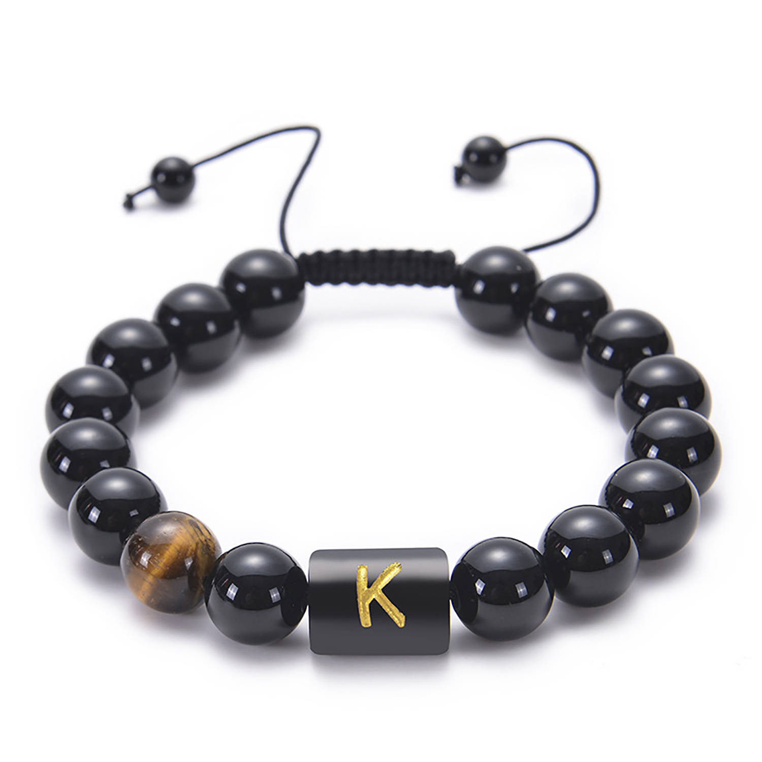 Black agate bracelet 26 letter black agate bracelet 26 letter adjustable bead bracelet