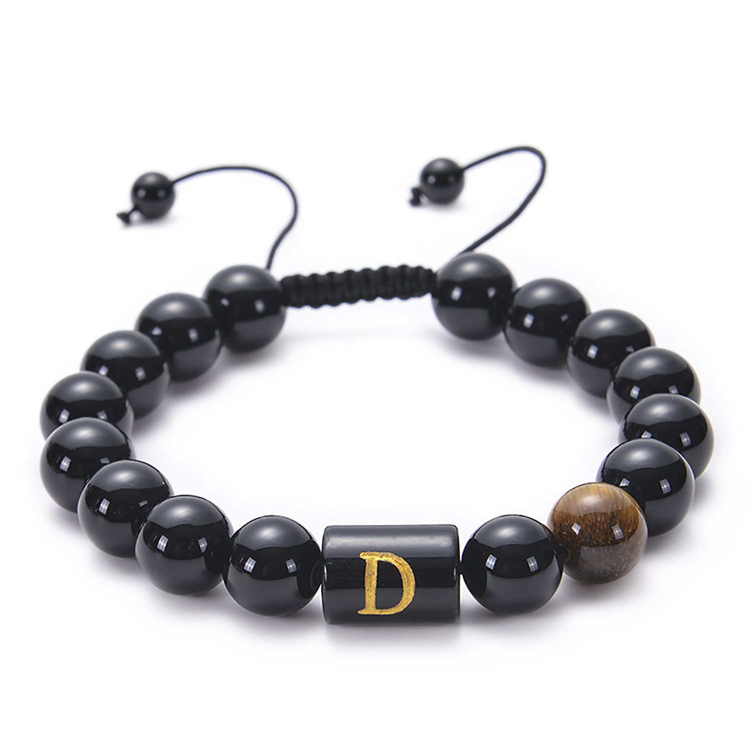 Black agate bracelet 26 letter black agate bracelet 26 letter adjustable bead bracelet