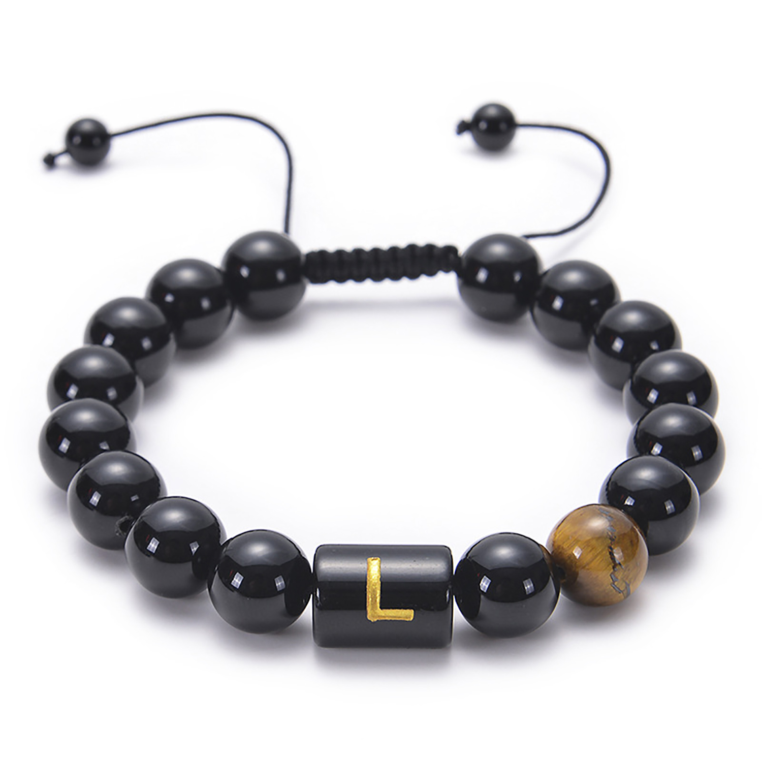 Black agate bracelet 26 letter black agate bracelet 26 letter adjustable bead bracelet