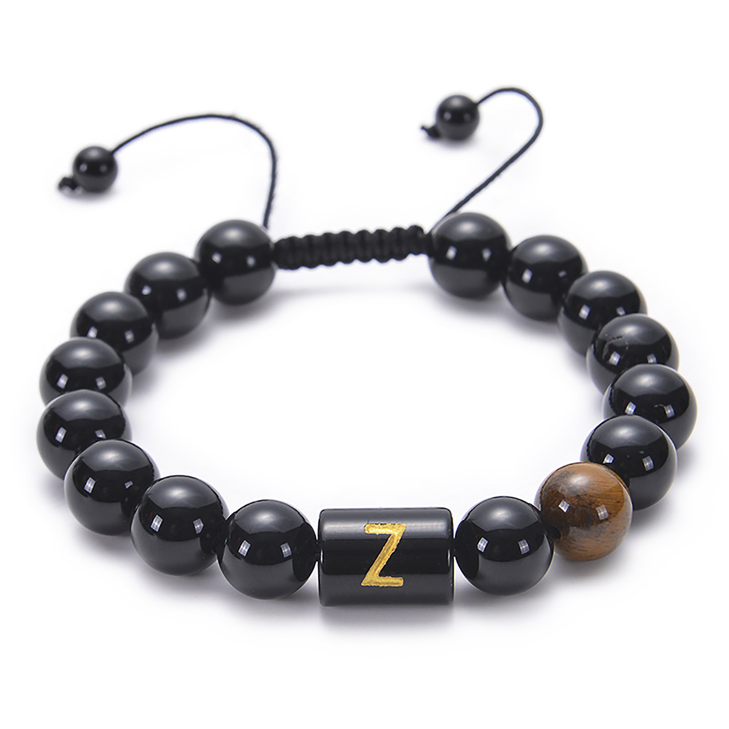 Black agate bracelet 26 letter black agate bracelet 26 letter adjustable bead bracelet