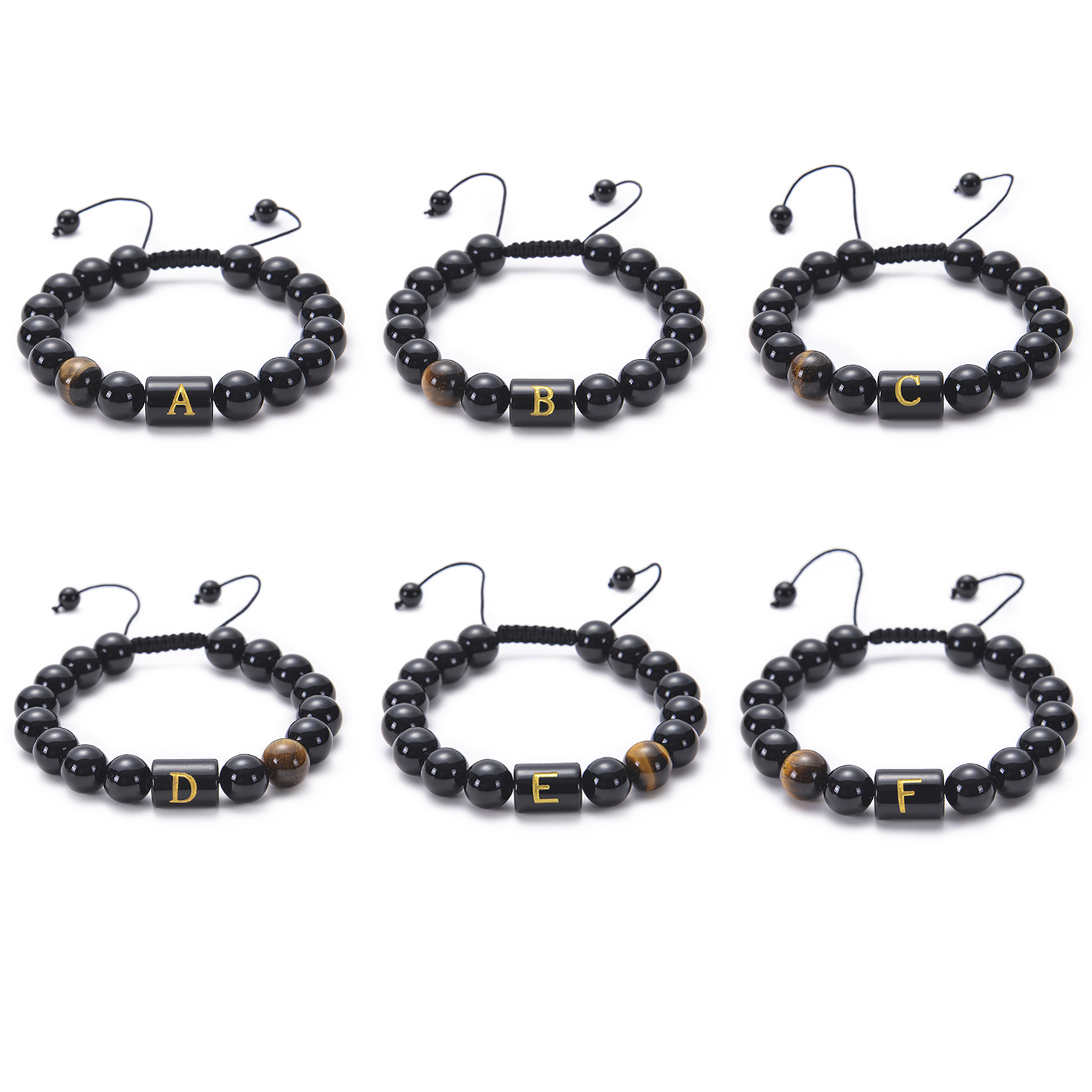 Black agate bracelet 26 letter black agate bracelet 26 letter adjustable bead bracelet