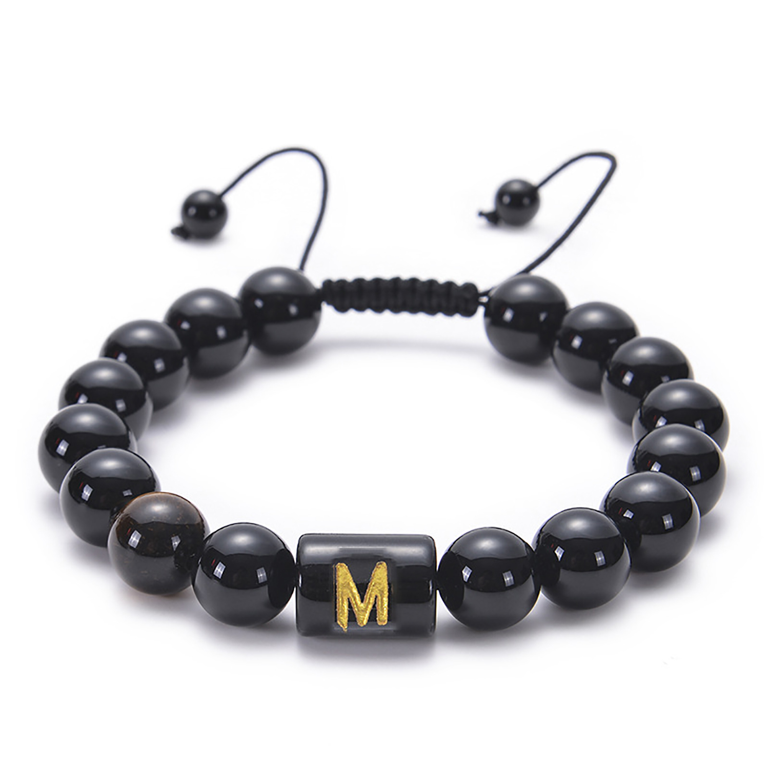 Black agate bracelet 26 letter black agate bracelet 26 letter adjustable bead bracelet