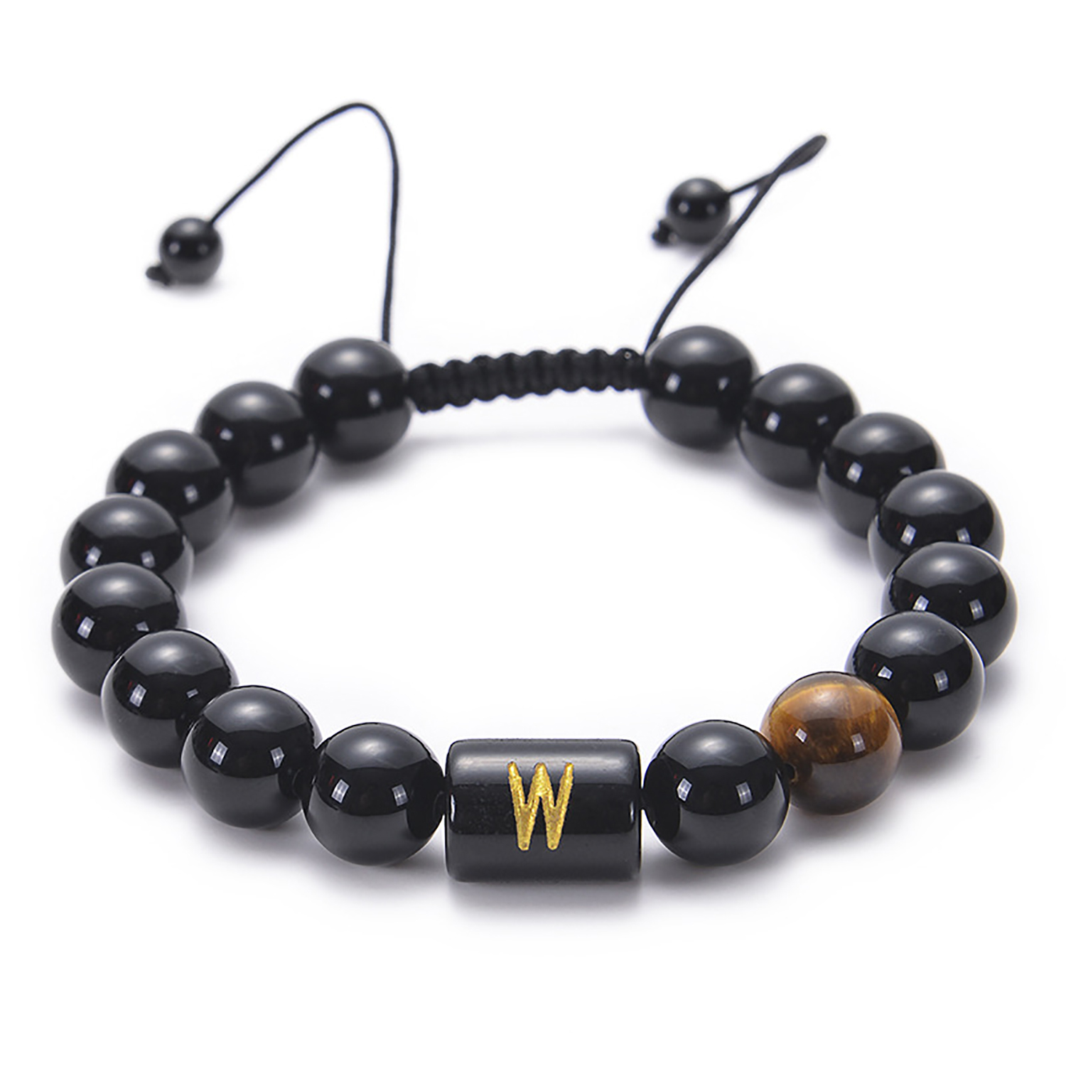 Black agate bracelet 26 letter black agate bracelet 26 letter adjustable bead bracelet