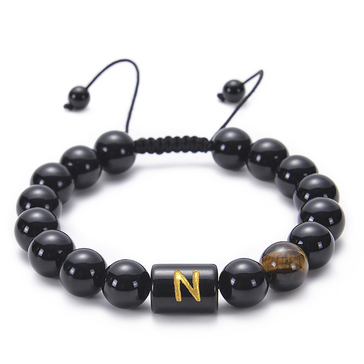 Black agate bracelet 26 letter black agate bracelet 26 letter adjustable bead bracelet