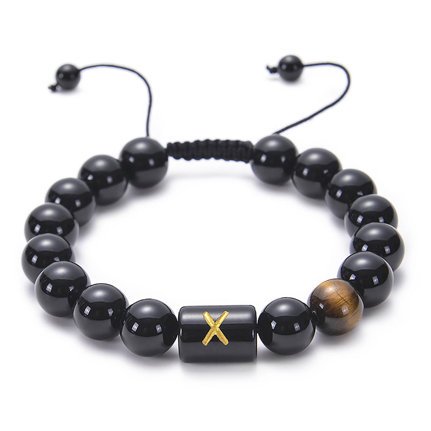 Black agate bracelet 26 letter black agate bracelet 26 letter adjustable bead bracelet