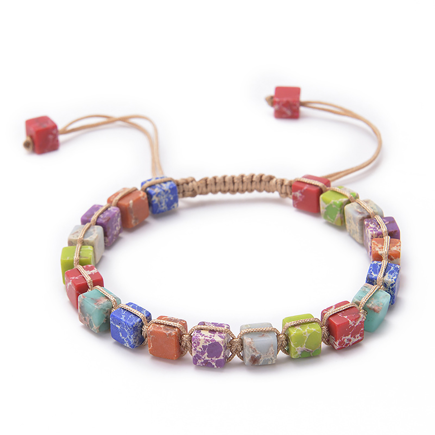 Square Emperor Stone Bracelet Braided Seven Chakra Stone Bracelet Handmade Jewelry for Women Yoga Beads