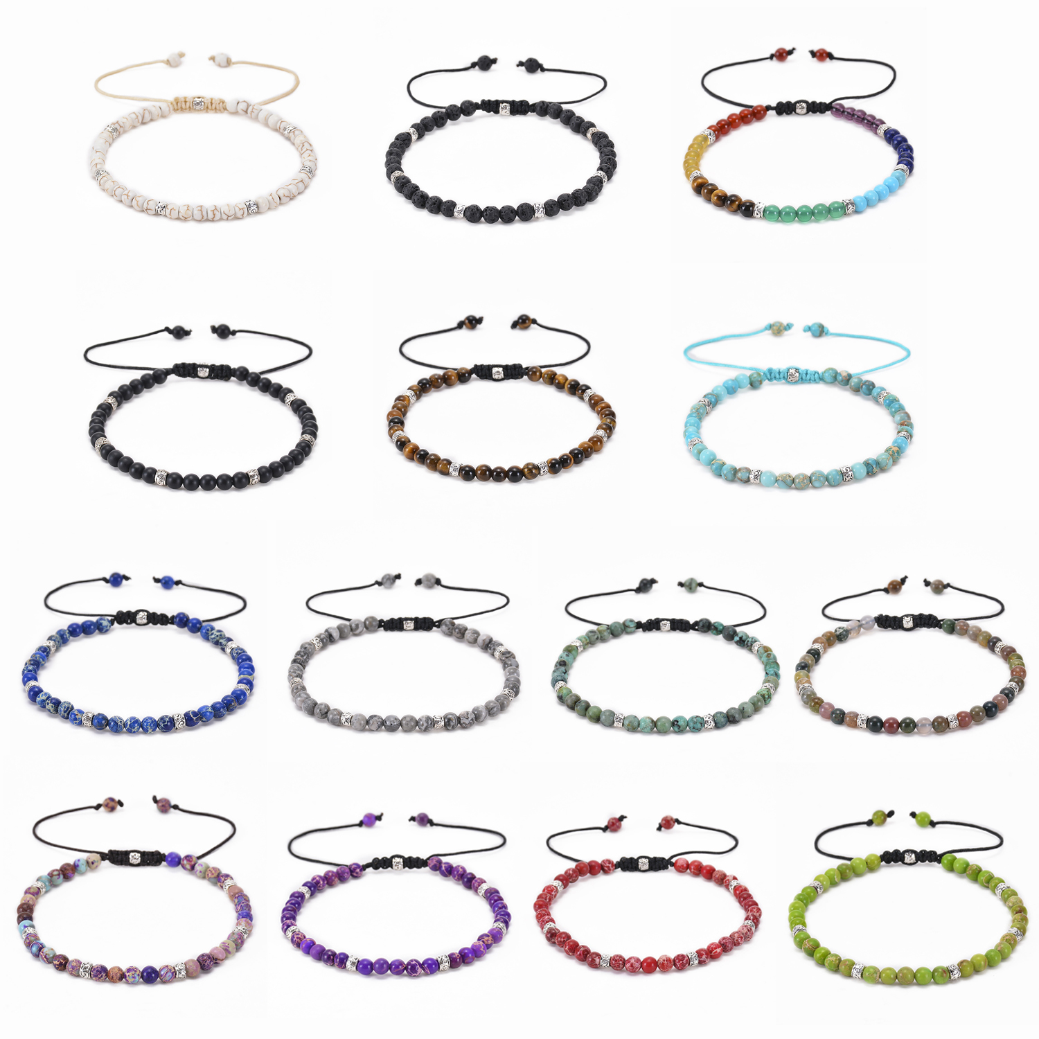 Woven bracelet adjustable natural stone bracelet yoga beads hand strung jewelry