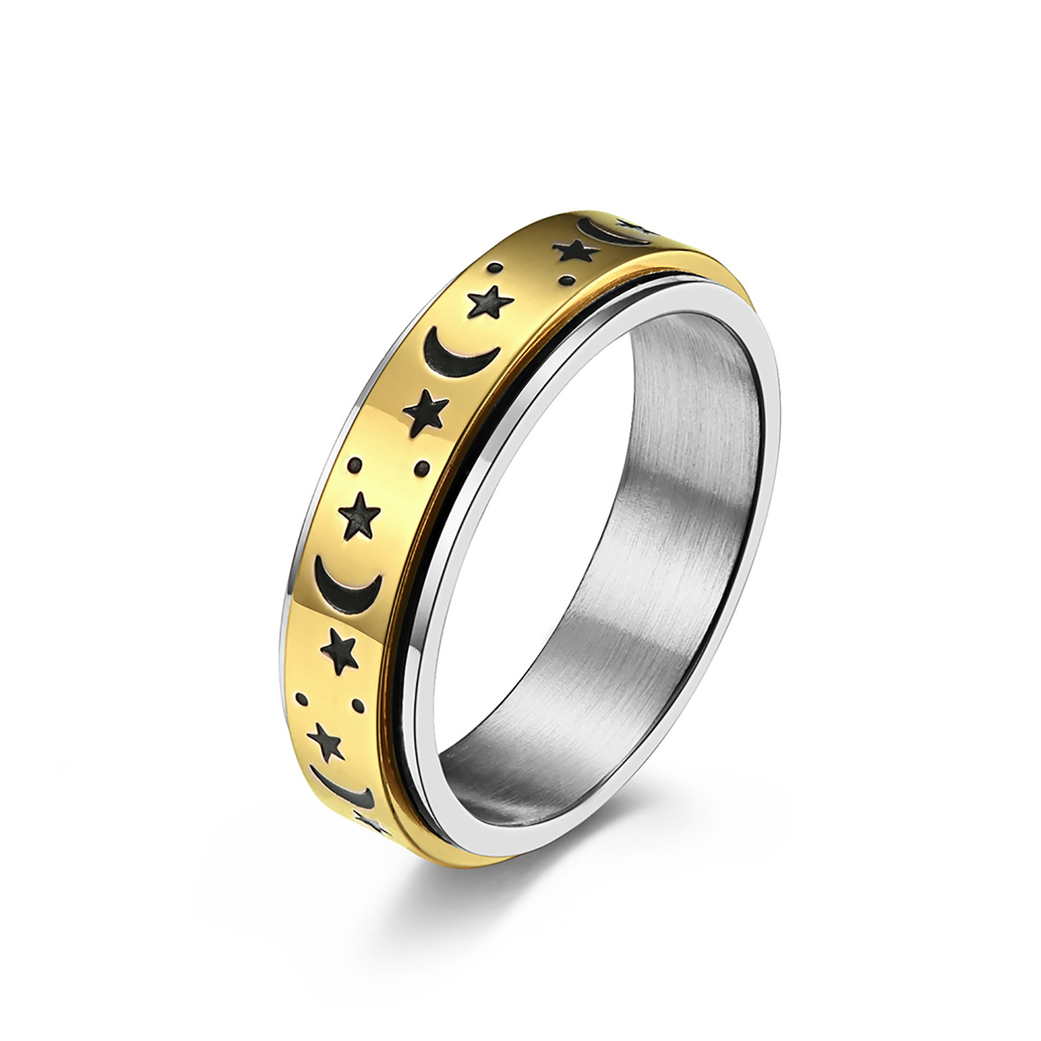 The stars and the moon can be rotated titanium steel ring ring romantic proposal men and women bracelet