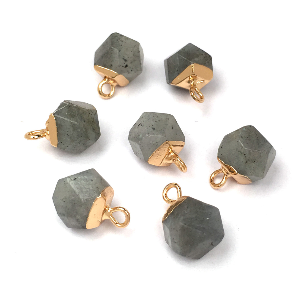Exquisite pendant polygon cut surface semi-precious stone pendant temperament joker DIY bracelet necklace ornaments