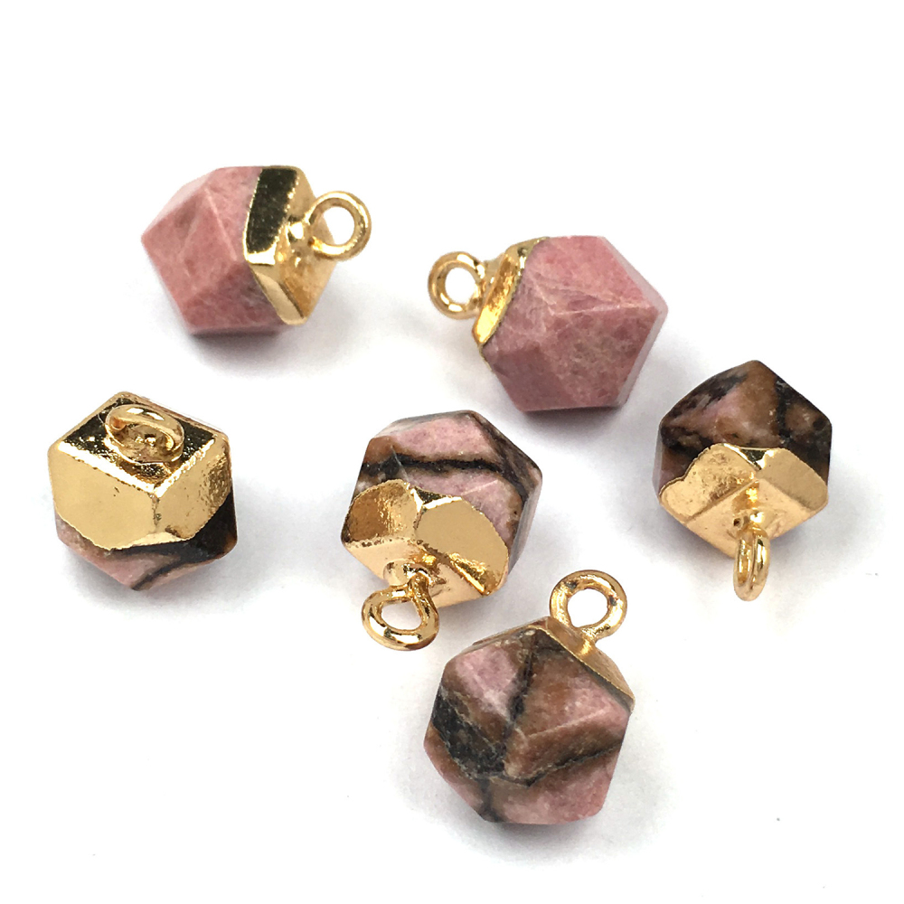 Exquisite pendant polygon cut surface semi-precious stone pendant temperament joker DIY bracelet necklace ornaments