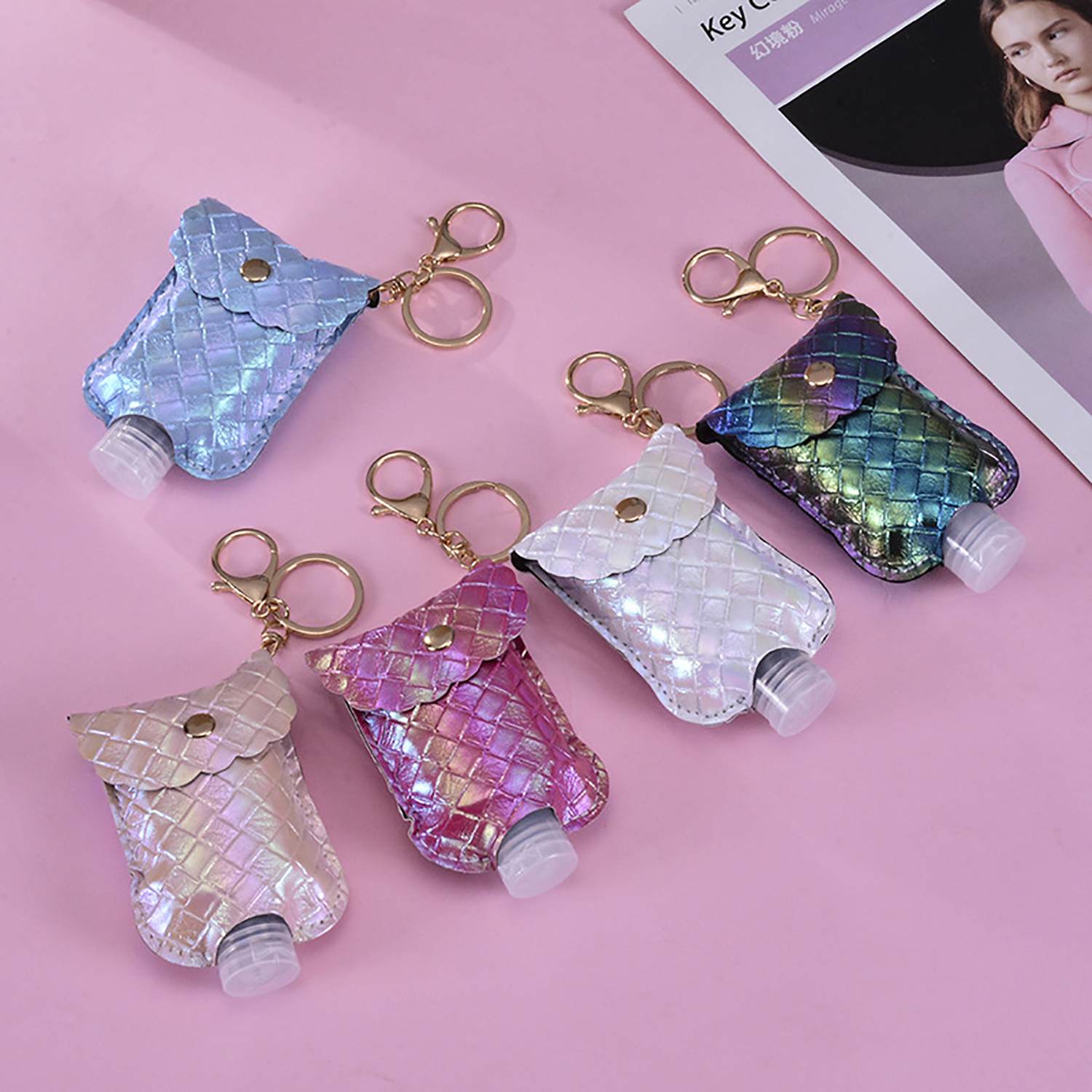 Holder hand sanitizer bottle key ring bag pendant portable hand sanitizer bottle holder