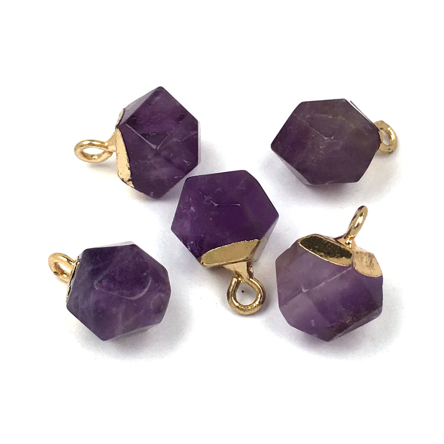 Exquisite pendant polygon cut surface semi-precious stone pendant temperament joker DIY bracelet necklace ornaments