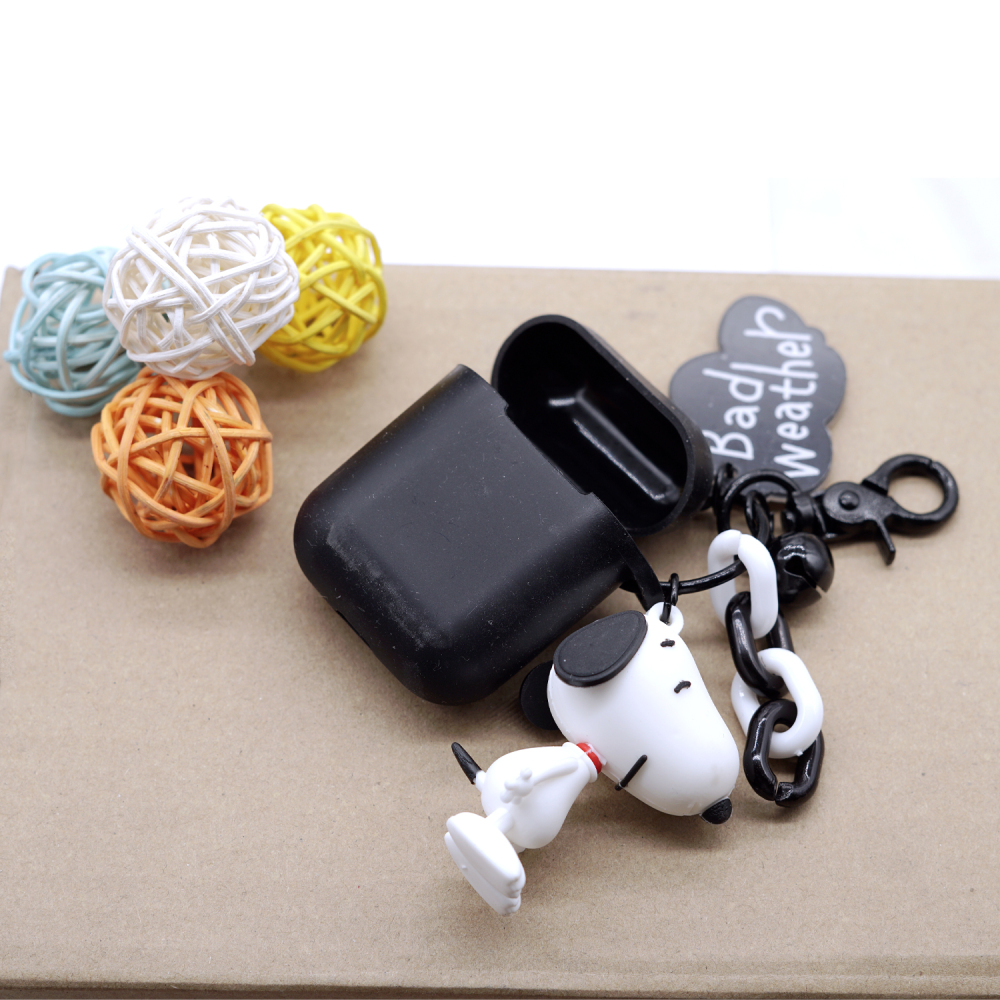 Snoopy Charlie Airpods2 Protective Case Loving Anti-Loss Wireless Ear Case Key Ring