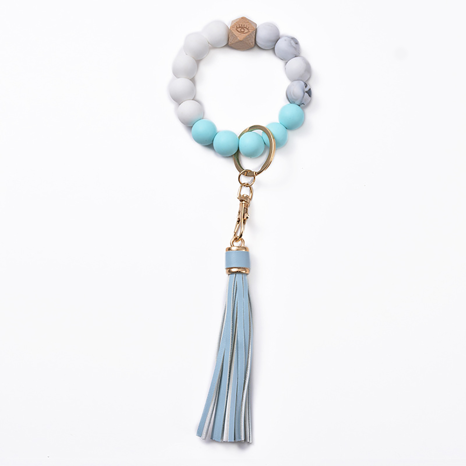 Silica gel bead key ring bracelet wood bead silica gel key ring bracelet female tassel bracelet