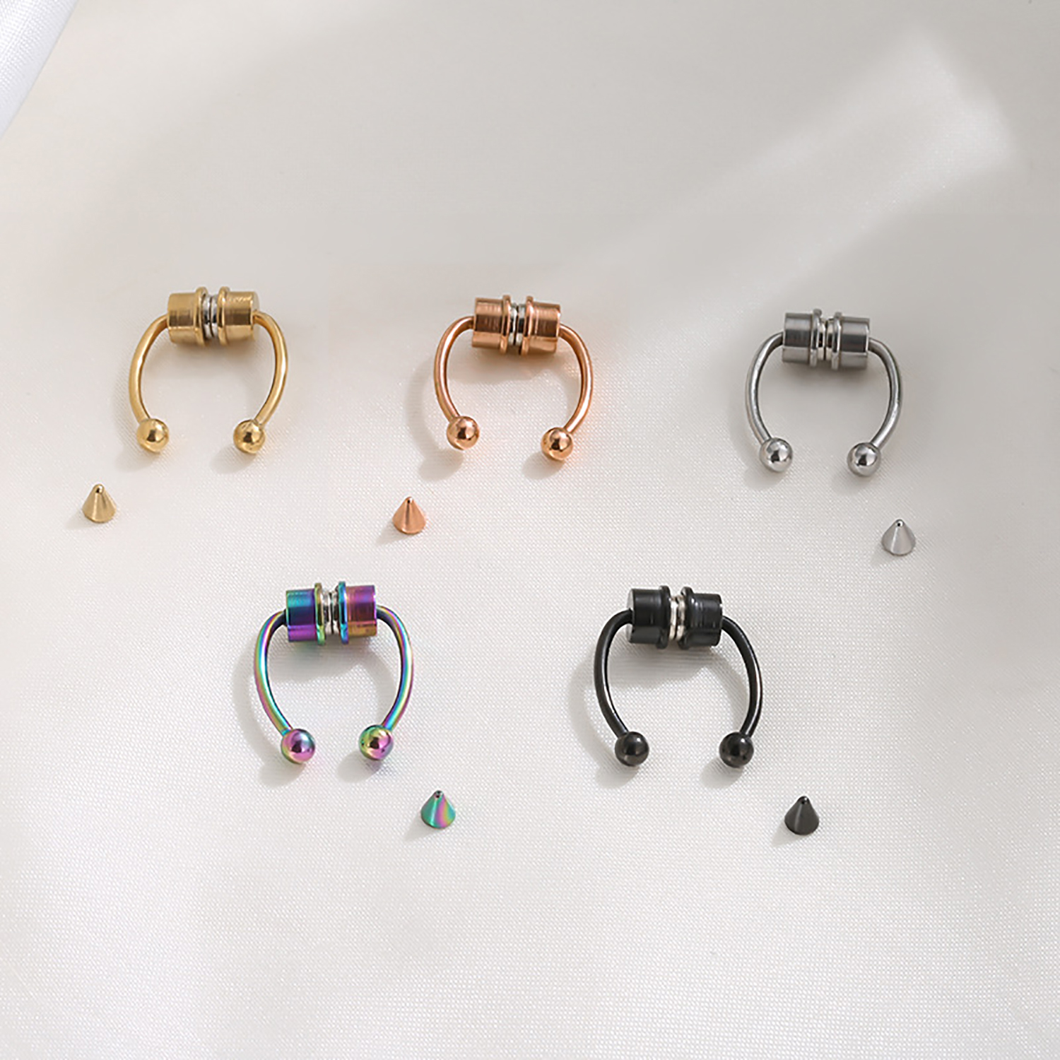Stainless steel magnet false nose ring horseshoe ring nose clip non-perforated nose hoop magnetic nose studs