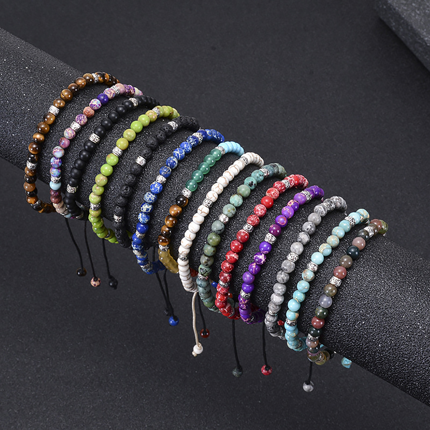 Woven bracelet adjustable natural stone bracelet yoga beads hand strung jewelry