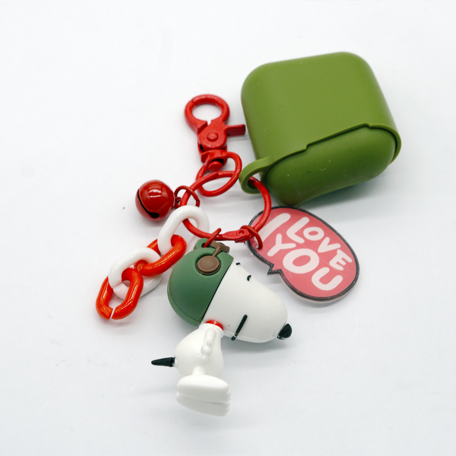 Snoopy Charlie Airpods2 Protective Case Loving Anti-Loss Wireless Ear Case Key Ring