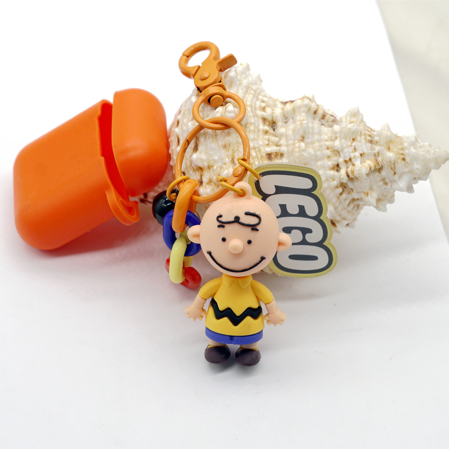 Snoopy Charlie Airpods2 Protective Case Loving Anti-Loss Wireless Ear Case Key Ring